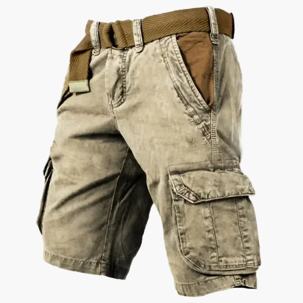 Herren Cargo Shorts Vintage Stil – Outdoor & Freizeit Bermuda mit Cargotaschen und Gürtel - Image 4