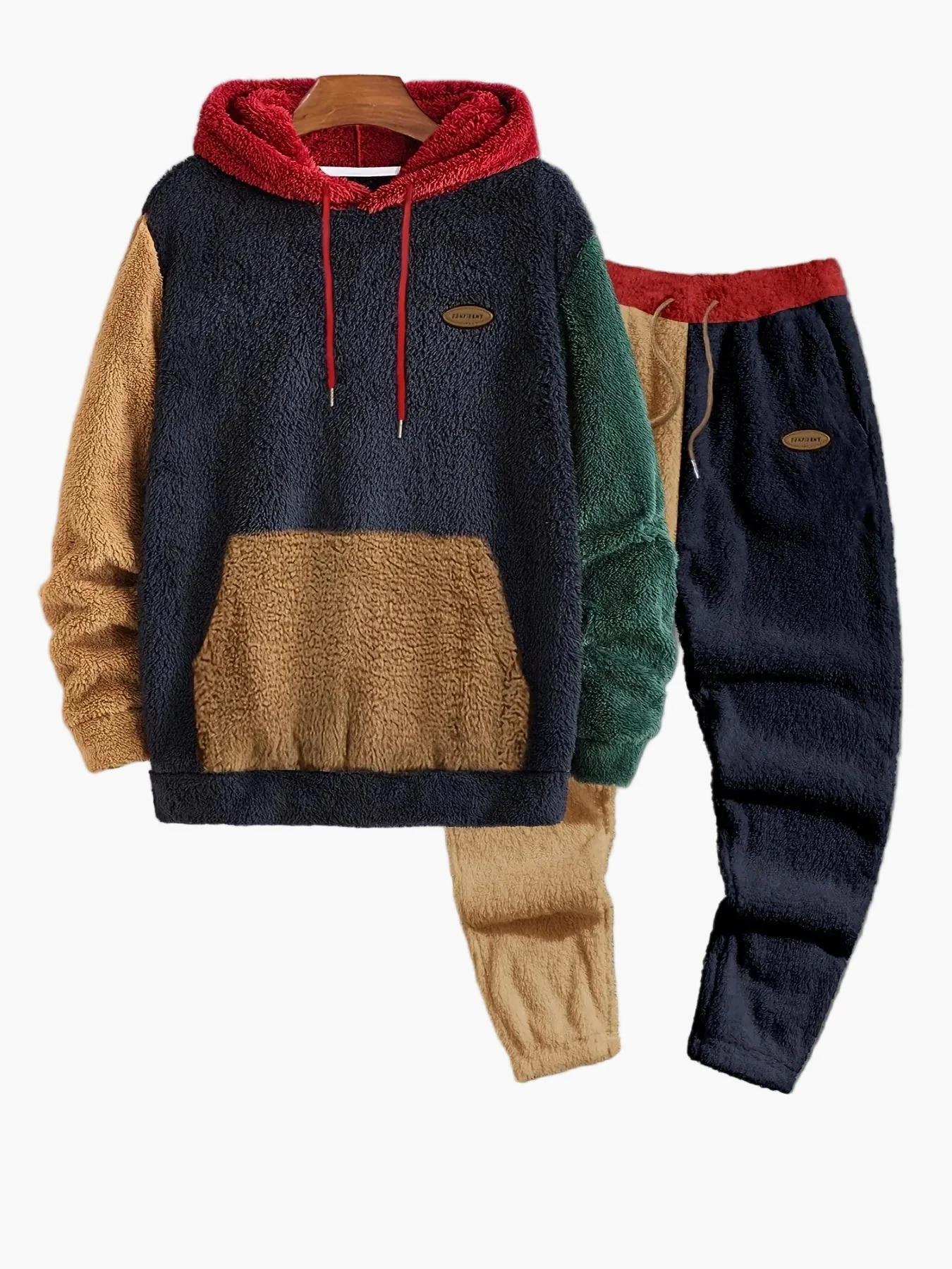 Herren Colorblock Loungewear Set mit Hoodie und Jogginghose – Modernes Freizeit Outfit für Herbst & Winter - Image 2