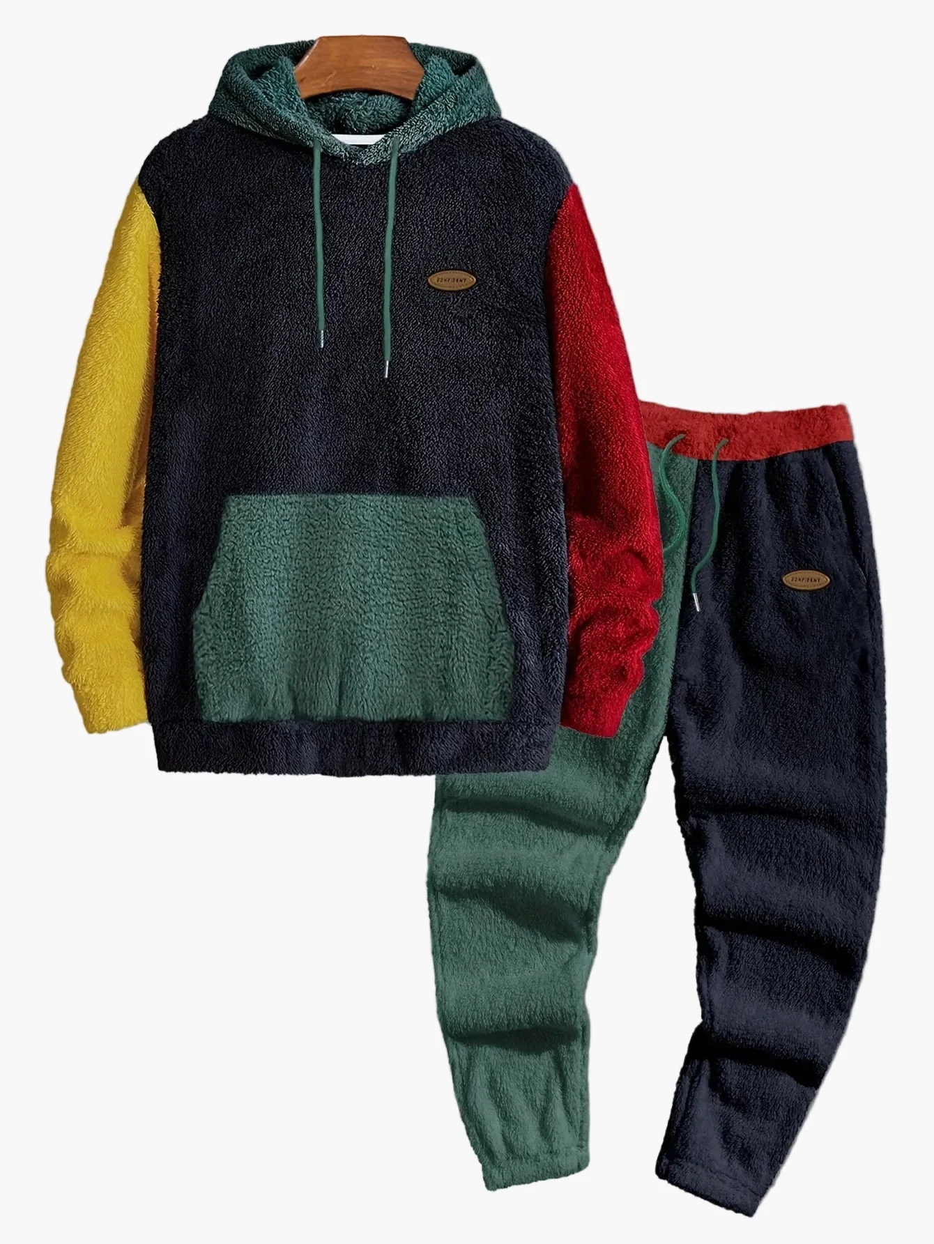 Herren Colorblock Loungewear Set mit Hoodie und Jogginghose – Modernes Freizeit Outfit für Herbst & Winter - Image 3