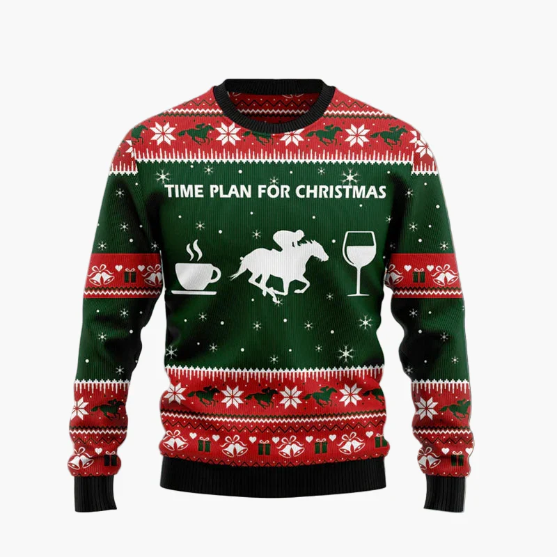 Herren & Damen Lustiger Pferdekopf Ugly Christmas Pullover – Weihnachtsfeier Strickpulli - Image 3