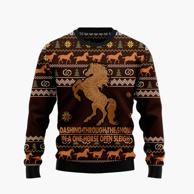 Herren & Damen Lustiger Pferdekopf Ugly Christmas Pullover – Weihnachtsfeier Strickpulli - Image 5