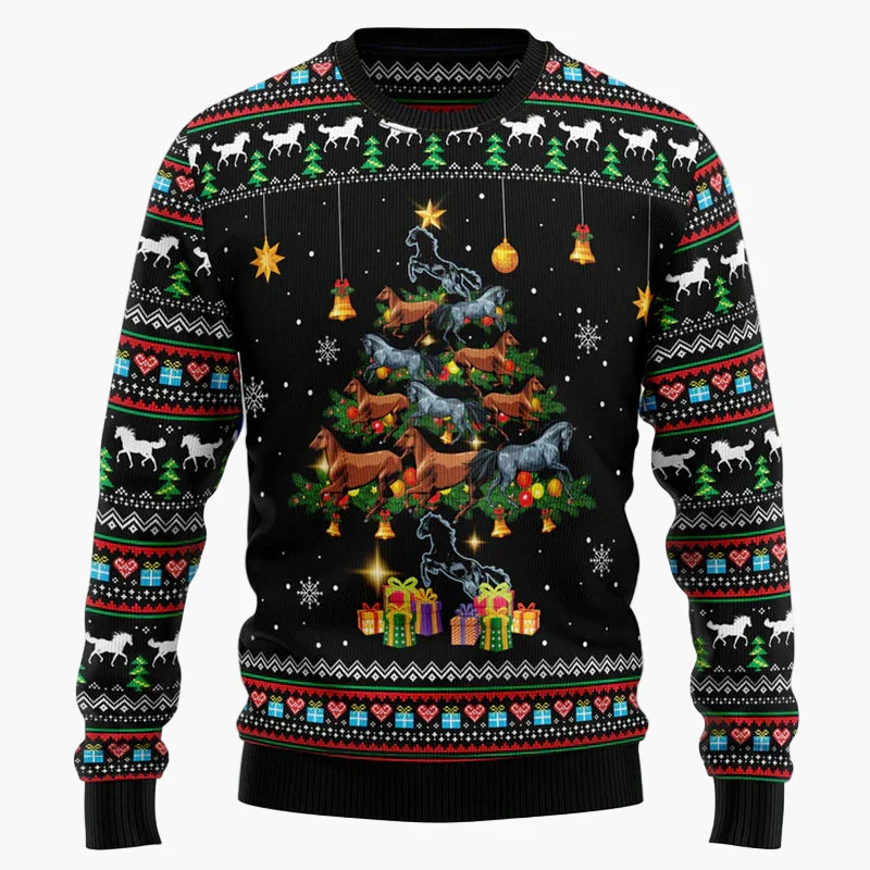 Herren & Damen Lustiger Pferdekopf Ugly Christmas Pullover – Weihnachtsfeier Strickpulli - Image 6