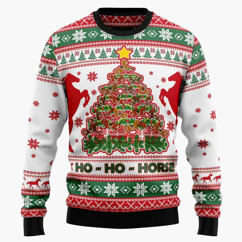 Herren & Damen Lustiger Pferdekopf Ugly Christmas Pullover – Weihnachtsfeier Strickpulli - Image 7