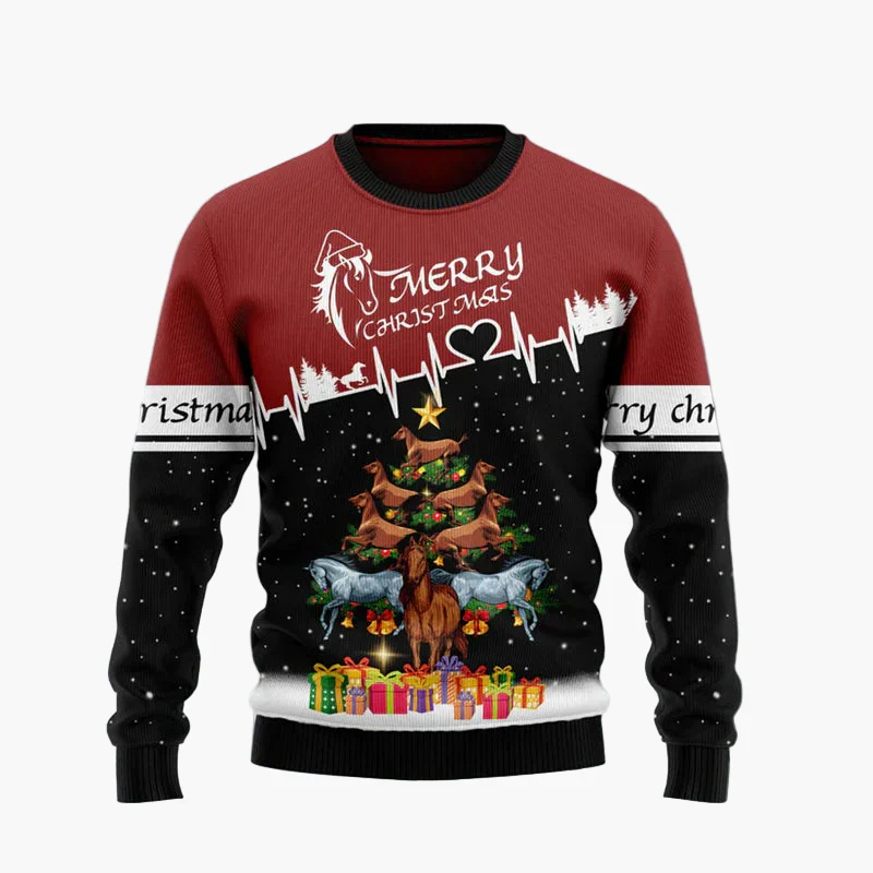 Herren & Damen Lustiger Pferdekopf Ugly Christmas Pullover – Weihnachtsfeier Strickpulli - Image 8