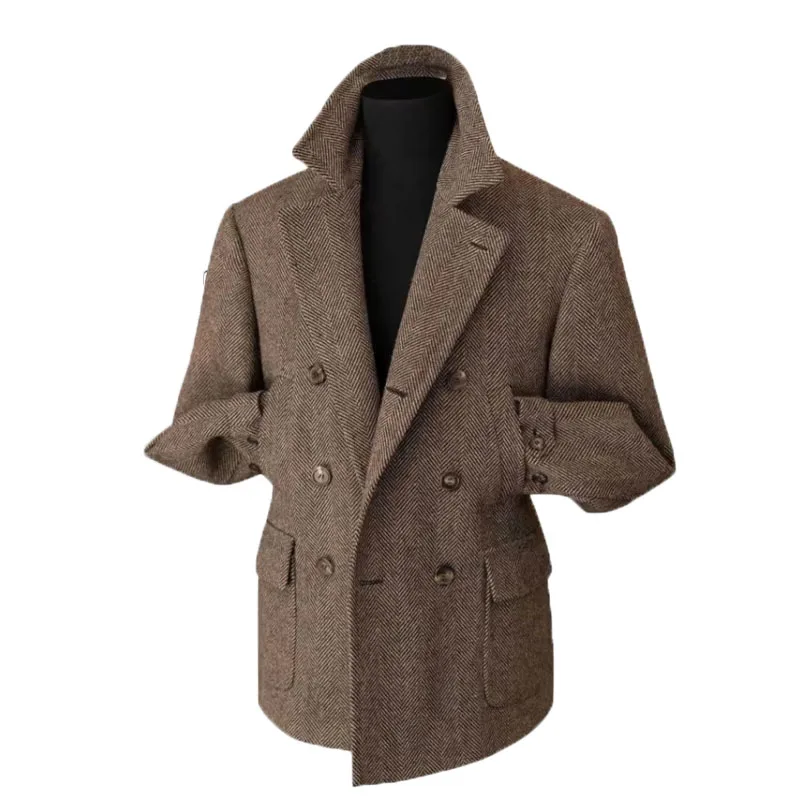 Herren Doppelreihiger Vintage Business Blazer – Klassischer Hahnentritt Look für Büro & festliche Anlässe - Image 14