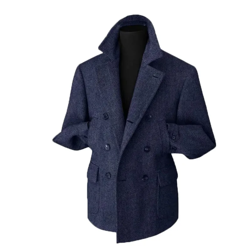 Herren Doppelreihiger Vintage Business Blazer – Klassischer Hahnentritt Look für Büro & festliche Anlässe - Image 15