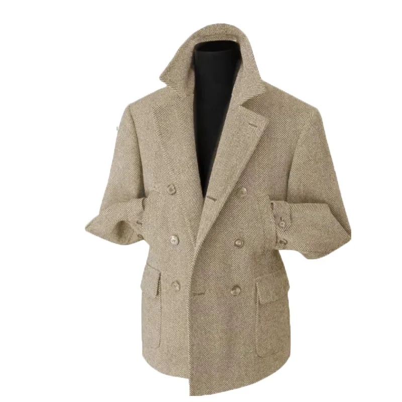 Herren Doppelreihiger Vintage Business Blazer – Klassischer Hahnentritt Look für Büro & festliche Anlässe - Image 16