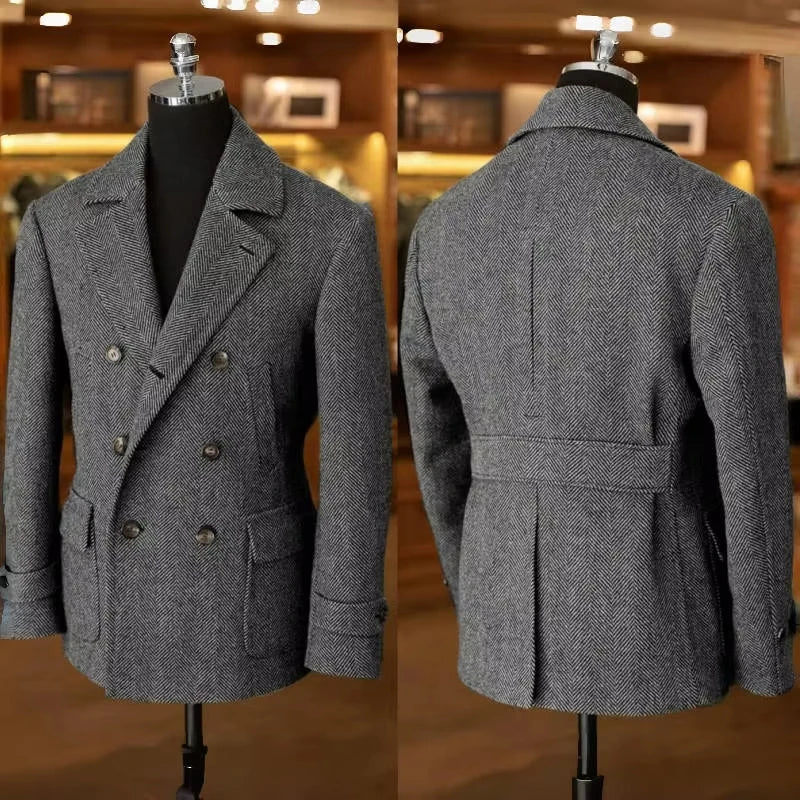 Herren Doppelreihiger Vintage Business Blazer – Klassischer Hahnentritt Look für Büro & festliche Anlässe - Image 2