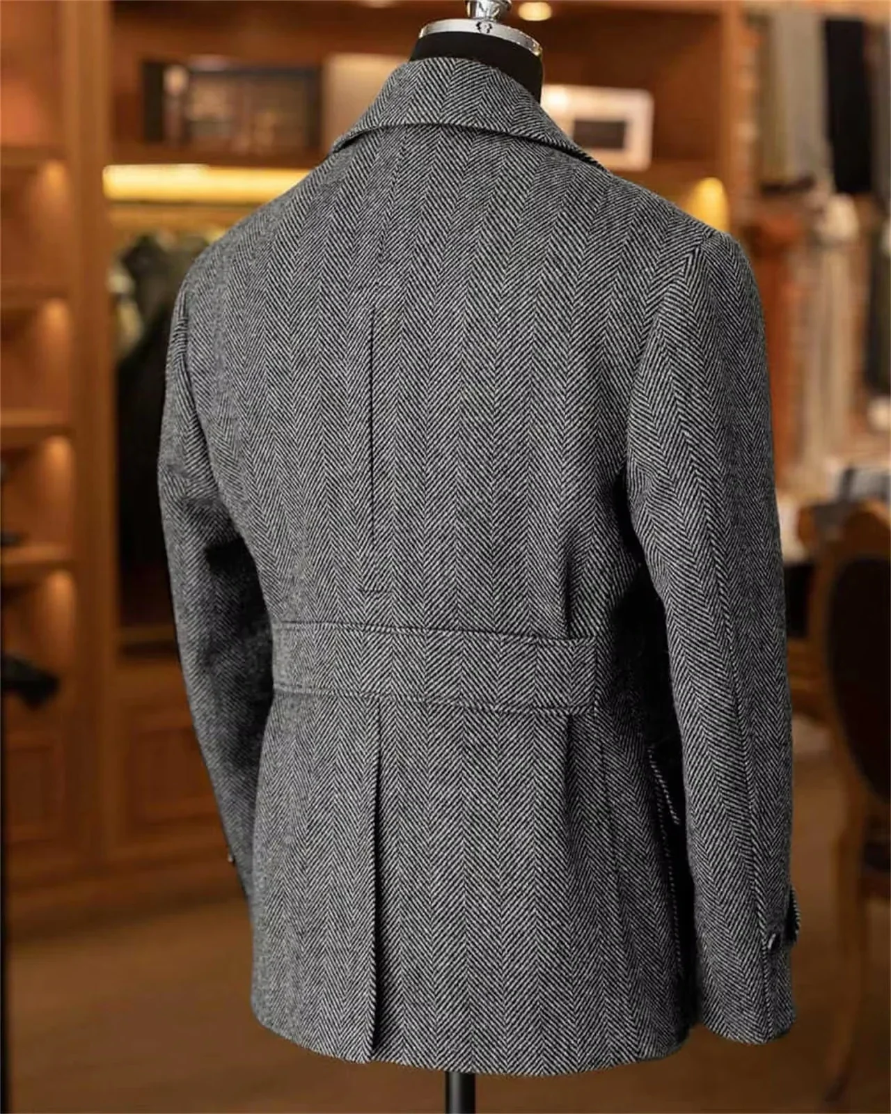 Herren Doppelreihiger Vintage Business Blazer – Klassischer Hahnentritt Look für Büro & festliche Anlässe - Image 4