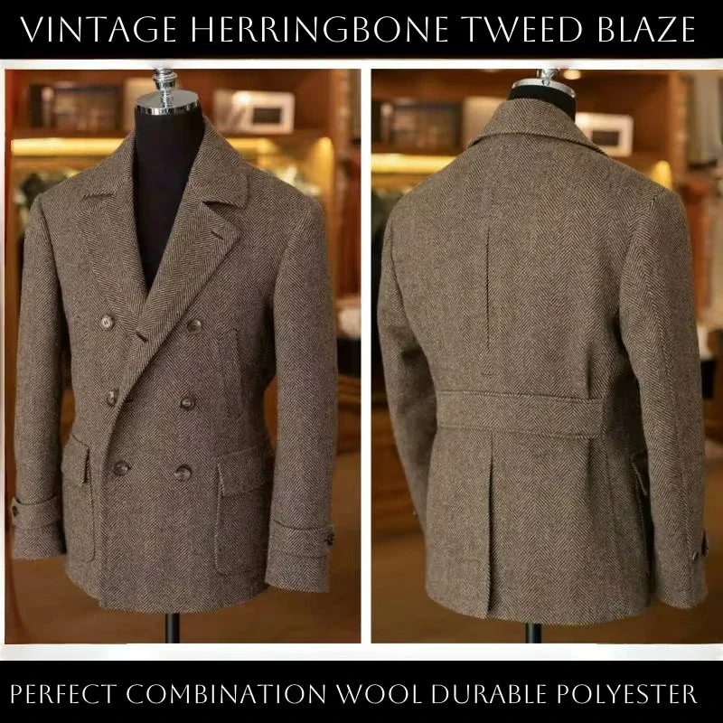 Herren Doppelreihiger Vintage Business Blazer – Klassischer Hahnentritt Look für Büro & festliche Anlässe - Image 6
