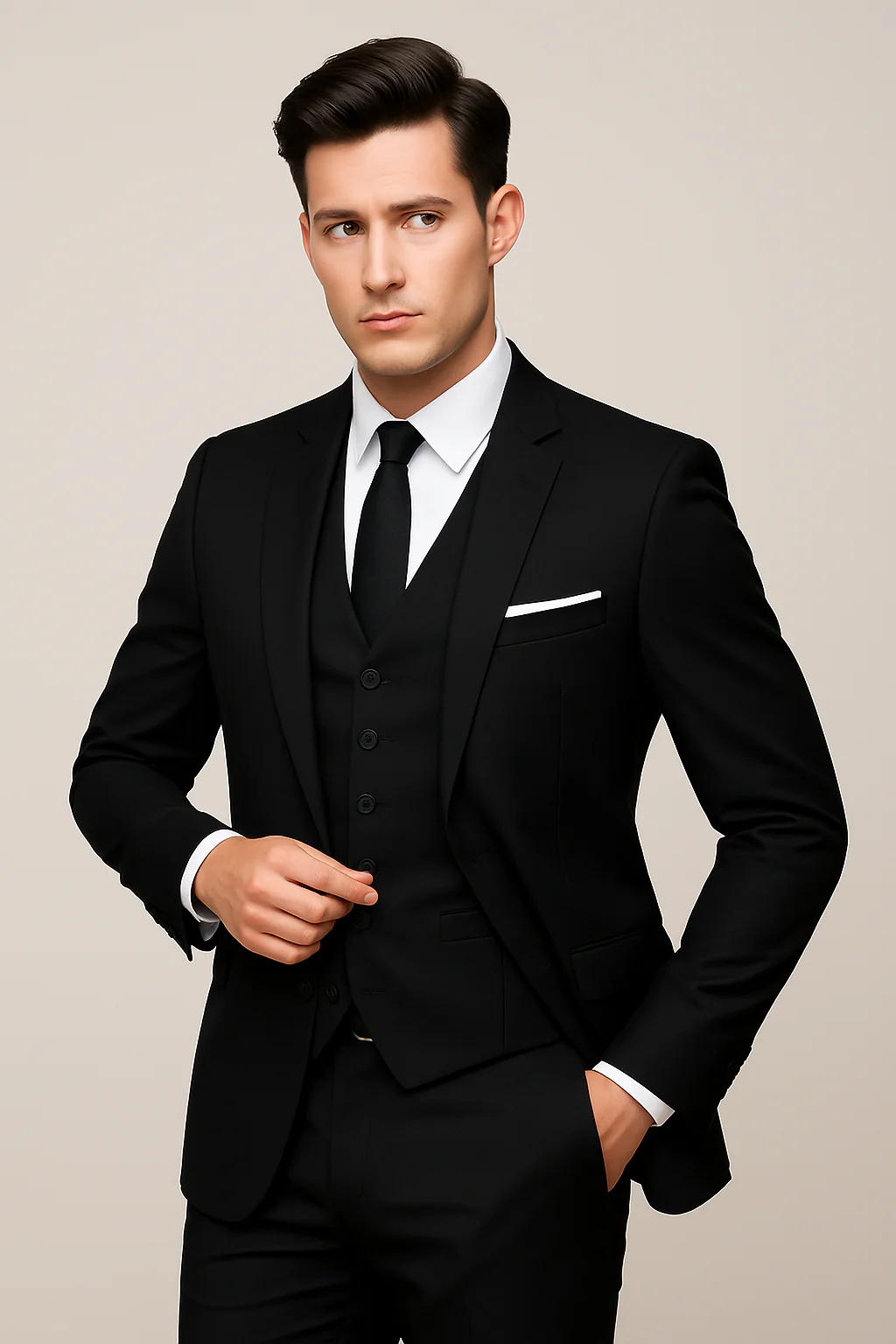 Herren Dreiteiler Slim Fit Anzug – Modernes Business & Hochzeits-Outfit - Image 3