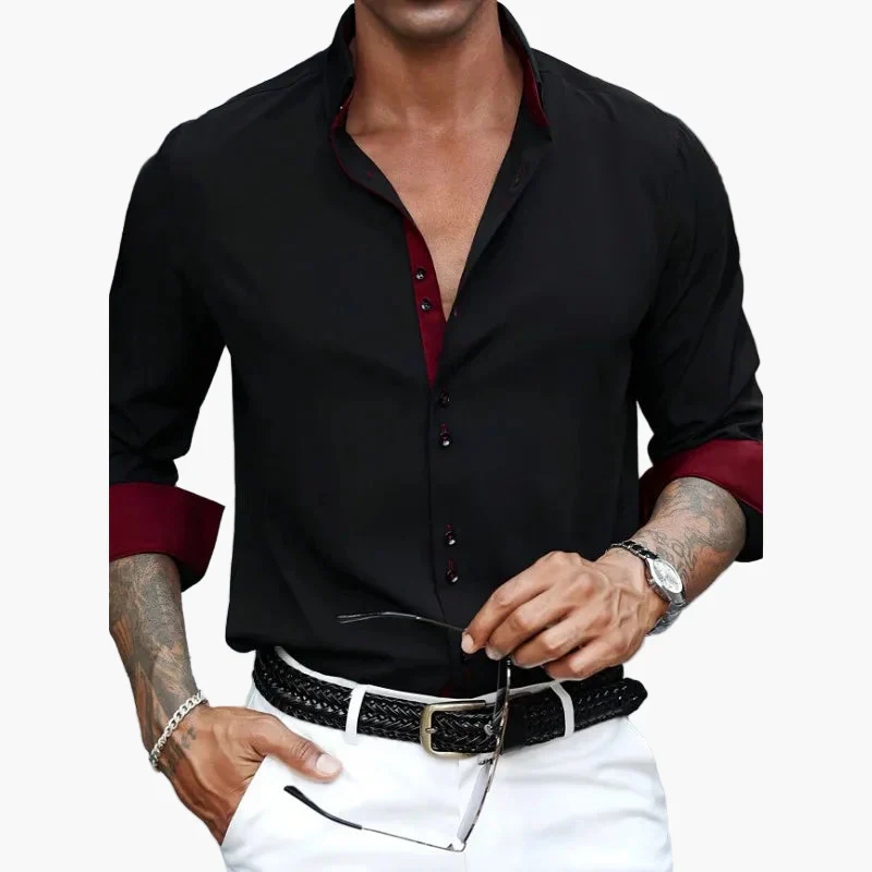 Herren Elegantes Freizeit-Hemd mit Kontrast-Details – Modernes Slim Fit Hemd für Büro & Ausgehen