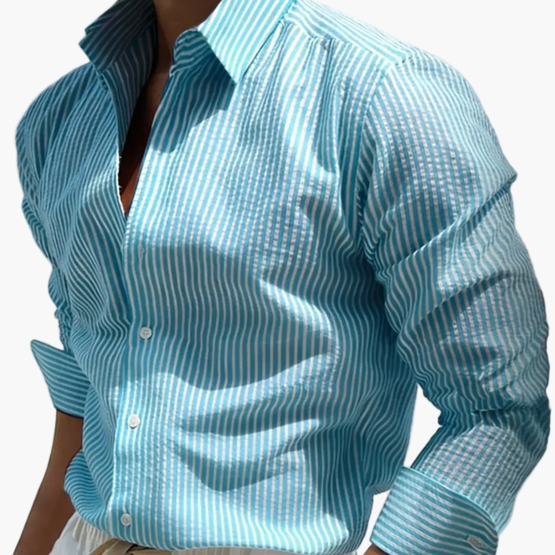 Herren Freizeit-Hemd mit Streifen – Stilvolles Regular Fit Business & Strandhemd - Image 13