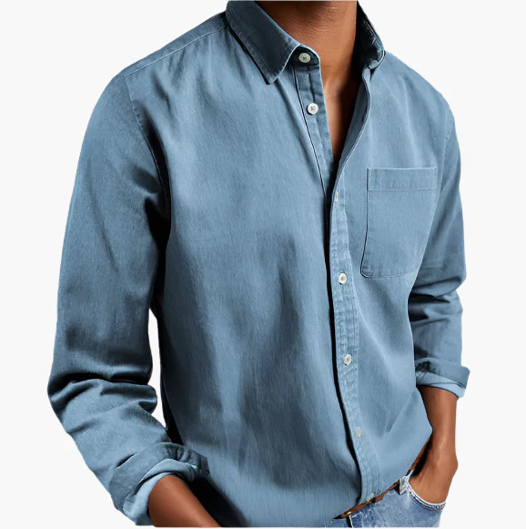 Herren Freizeit Jeanshemd – Klassischer Button-Down Stil für Alltag und Büro - Image 8