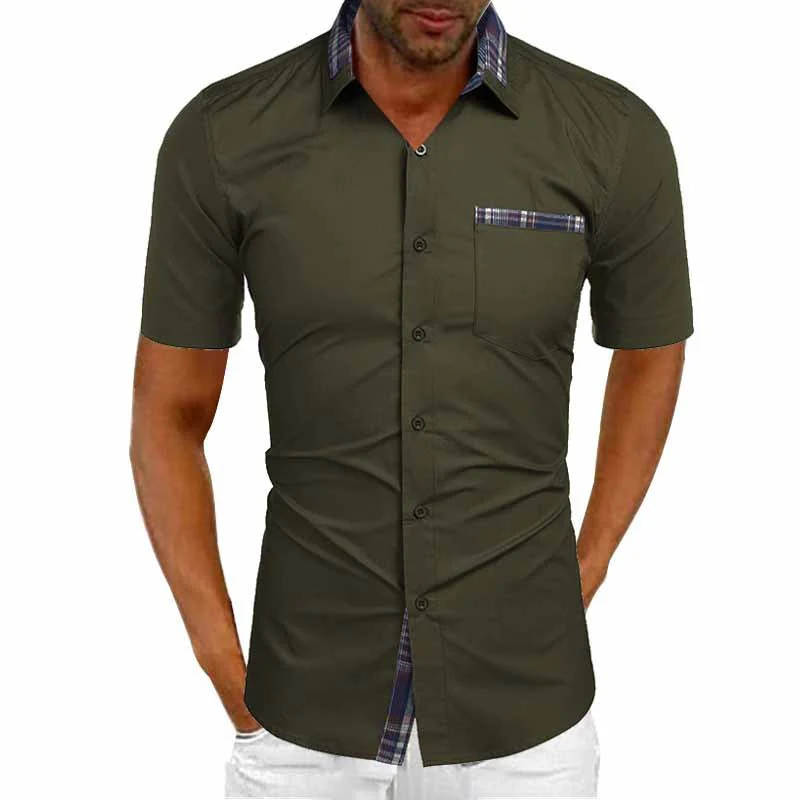 Herren Freizeit Kurzarm Hemd mit Karomuster-Kragen und Brusttasche – Modisches Sommerhemd für Alltag und Urlaub - Image 10