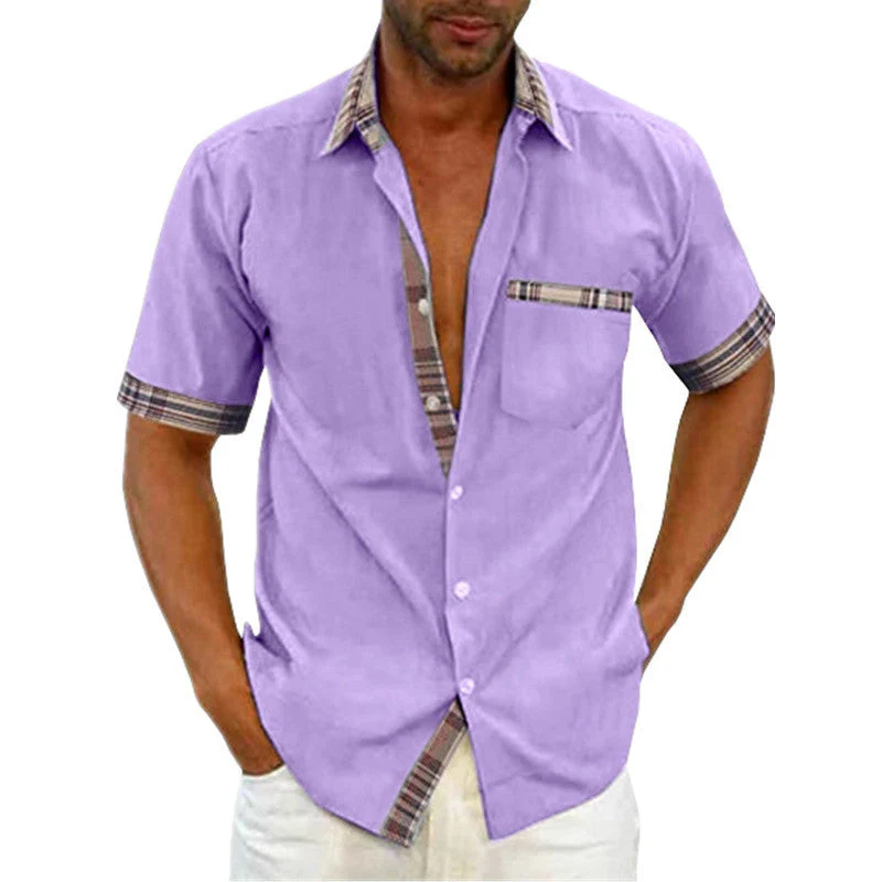 Herren Freizeit Kurzarm Hemd mit Karomuster-Kragen und Brusttasche – Modisches Sommerhemd für Alltag und Urlaub - Image 8