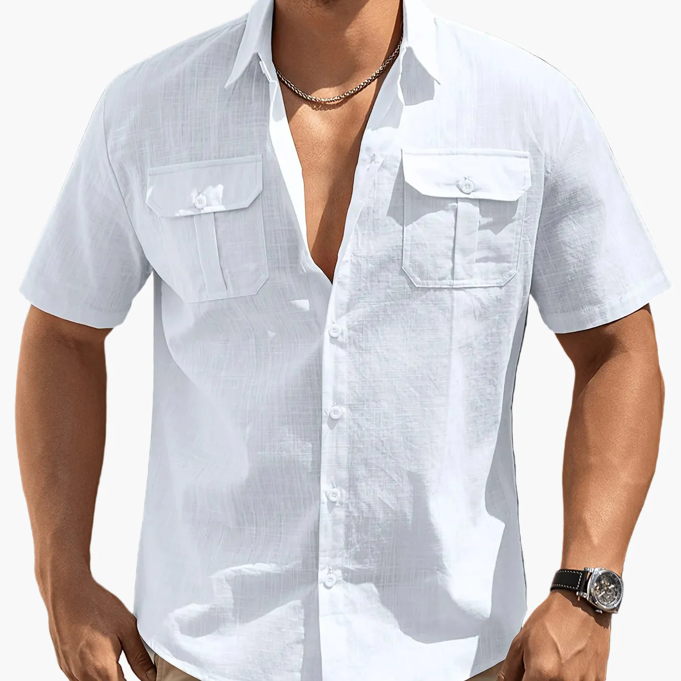 Herren Freizeit Kurzarm Hemd mit Brusttaschen – Sommer Regular Fit für lässige Anlässe - Image 11
