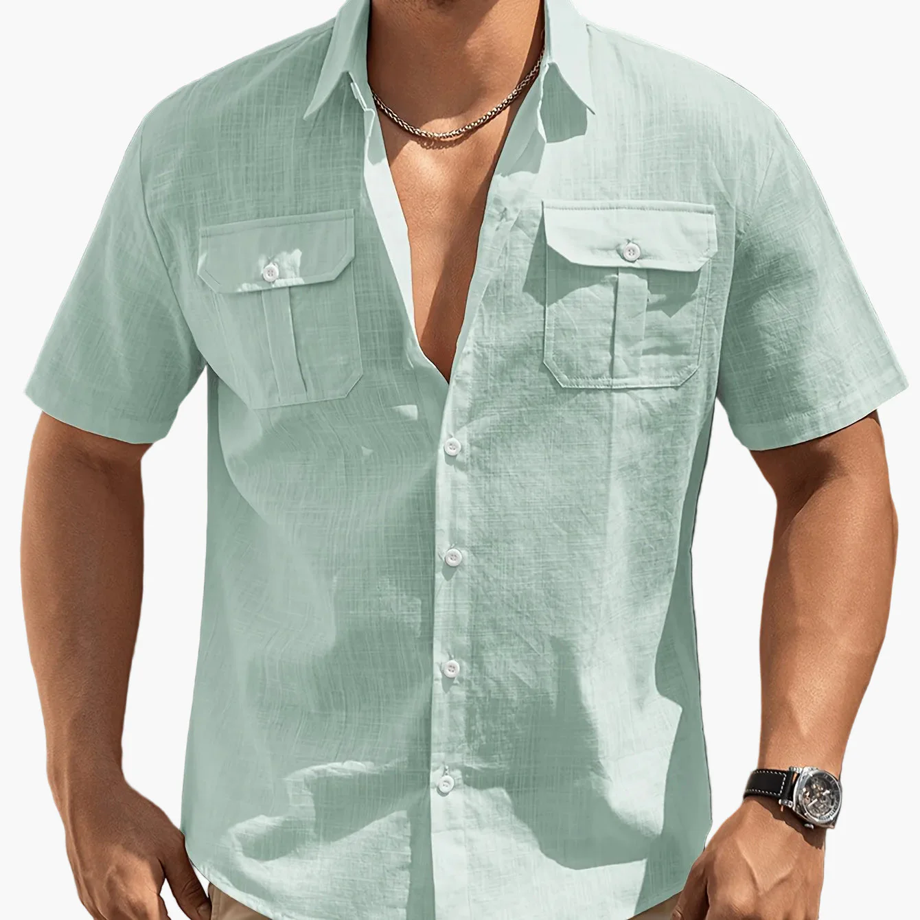 Herren Freizeit Kurzarm Hemd mit Brusttaschen – Sommer Regular Fit für lässige Anlässe - Image 12