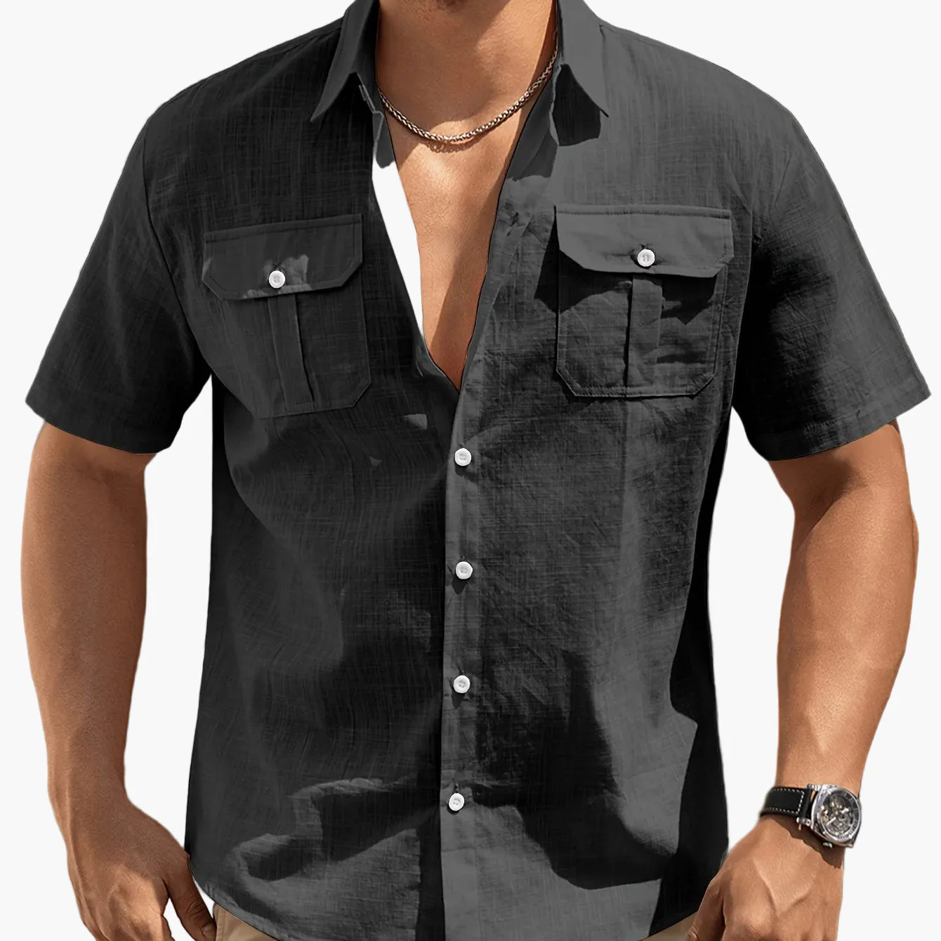 Herren Freizeit Kurzarm Hemd mit Brusttaschen – Sommer Regular Fit für lässige Anlässe - Image 13