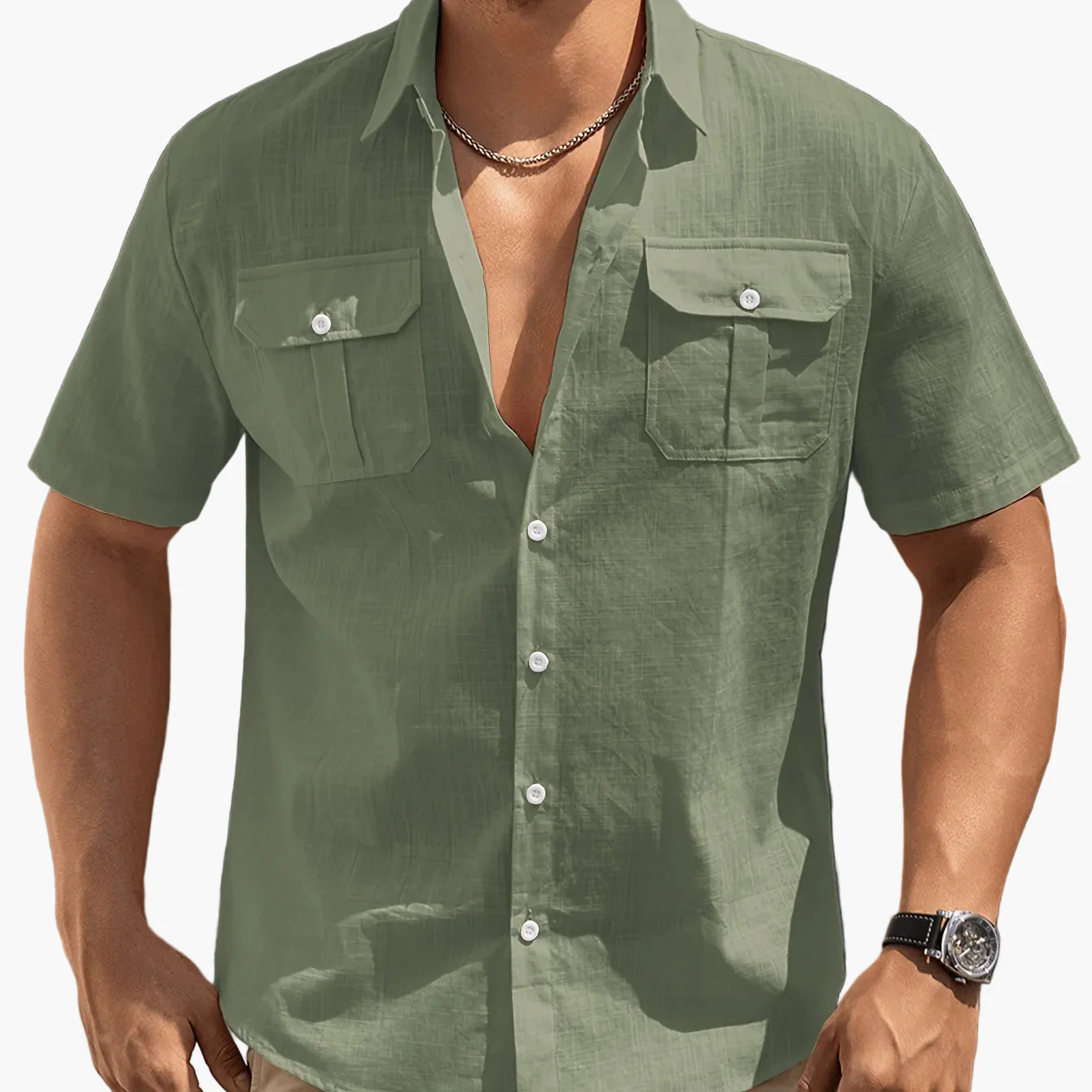 Herren Freizeit Kurzarm Hemd mit Brusttaschen – Sommer Regular Fit für lässige Anlässe - Image 14