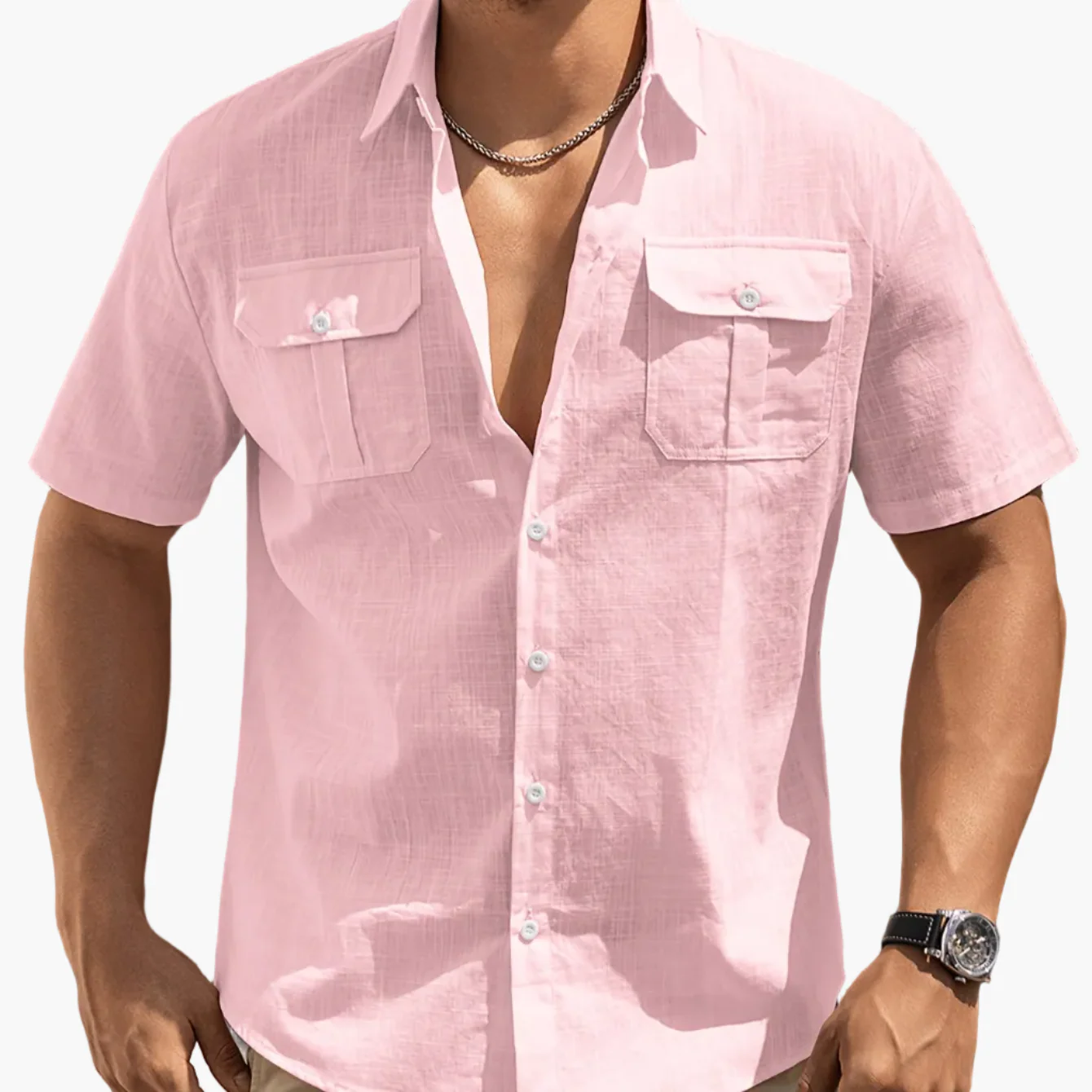 Herren Freizeit Kurzarm Hemd mit Brusttaschen – Sommer Regular Fit für lässige Anlässe - Image 15