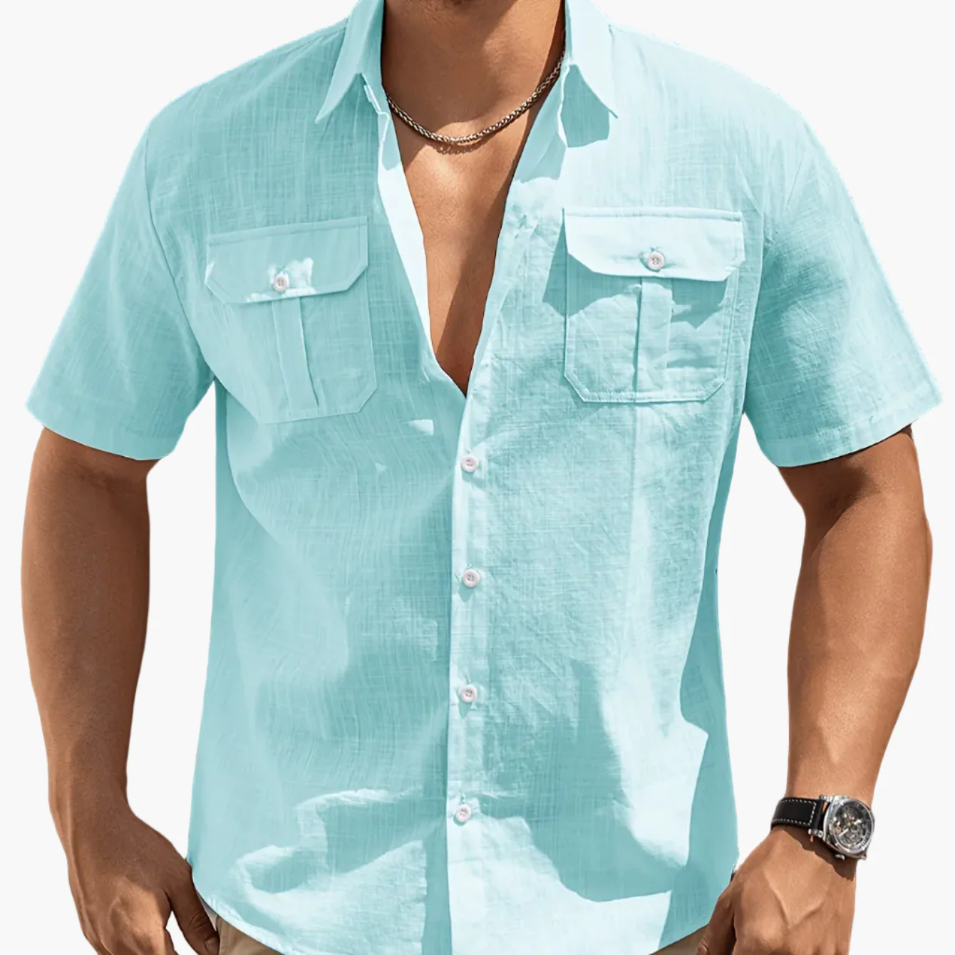 Herren Freizeit Kurzarm Hemd mit Brusttaschen – Sommer Regular Fit für lässige Anlässe - Image 16