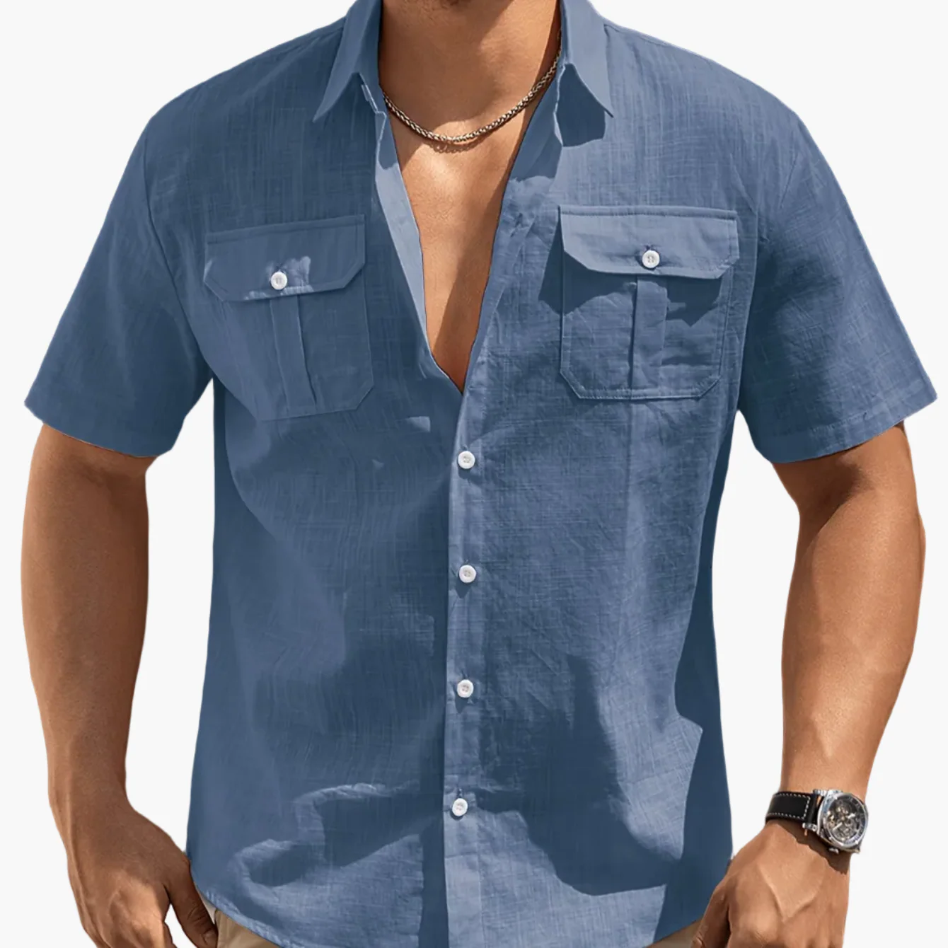 Herren Freizeit Kurzarm Hemd mit Brusttaschen – Sommer Regular Fit für lässige Anlässe - Image 17