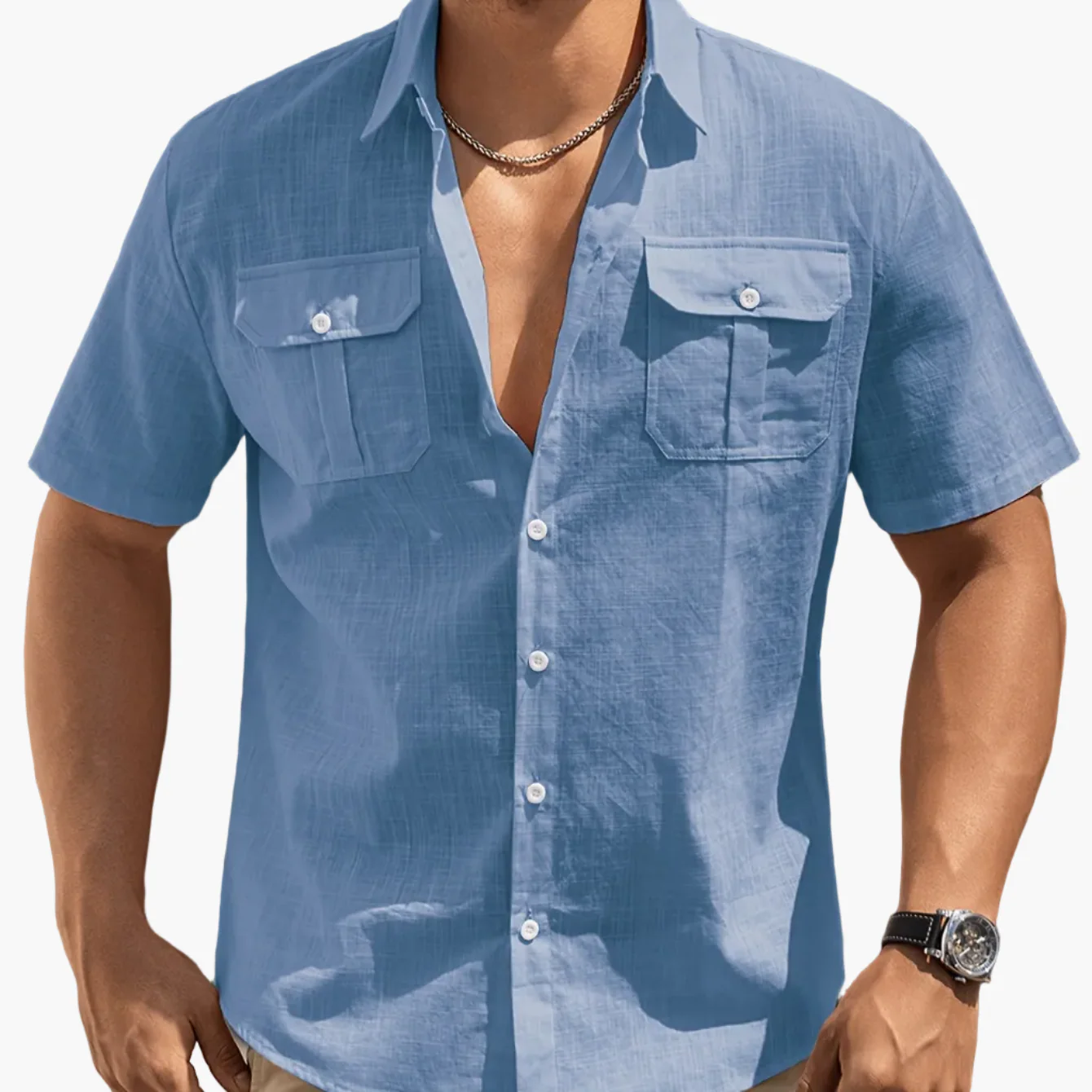 Herren Freizeit Kurzarm Hemd mit Brusttaschen – Sommer Regular Fit für lässige Anlässe - Image 18