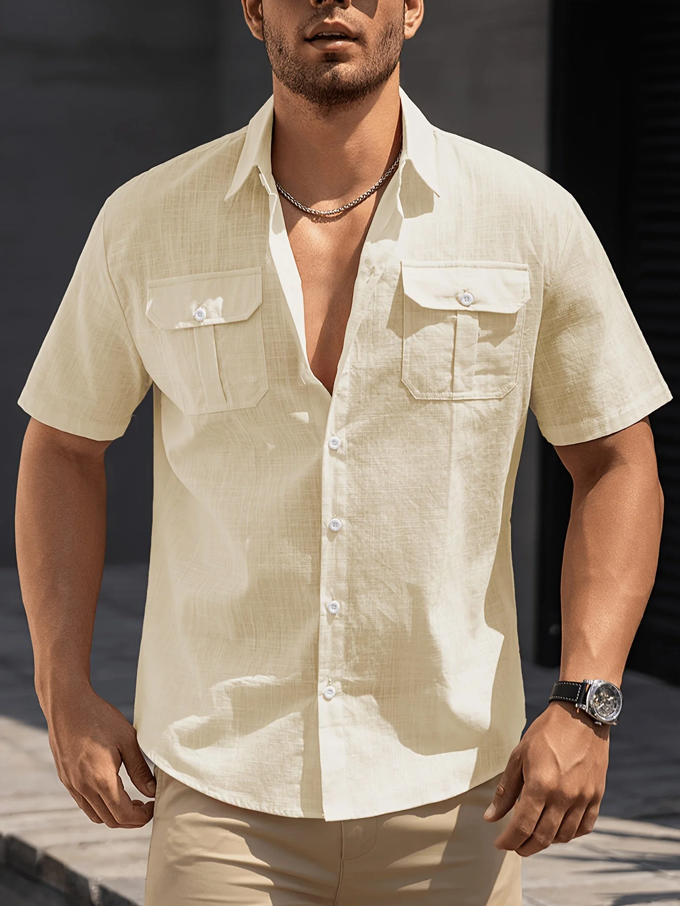 Herren Freizeit Kurzarm Hemd mit Brusttaschen – Sommer Regular Fit für lässige Anlässe - Image 9