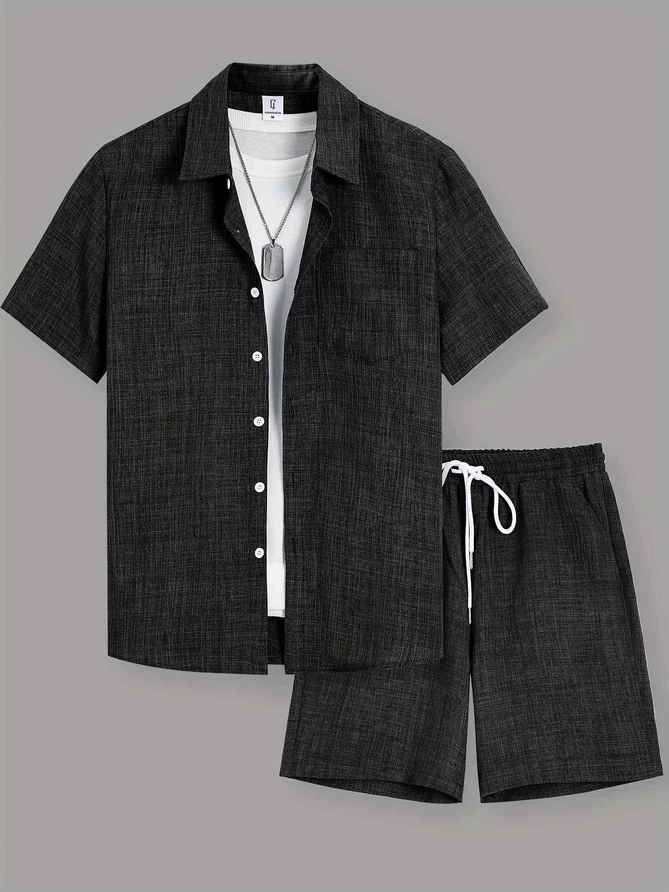 Herren Freizeit Kurzarm Set – Shirt und Shorts – Sommer Outfits für Alltag & Urlaub - Image 5