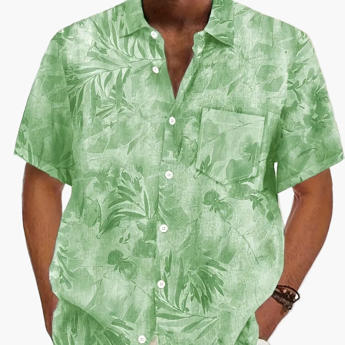 Herren Freizeit Kurzarmhemd mit Pflanzenmuster – Perfekt für Sommer und Urlaub - Image 13