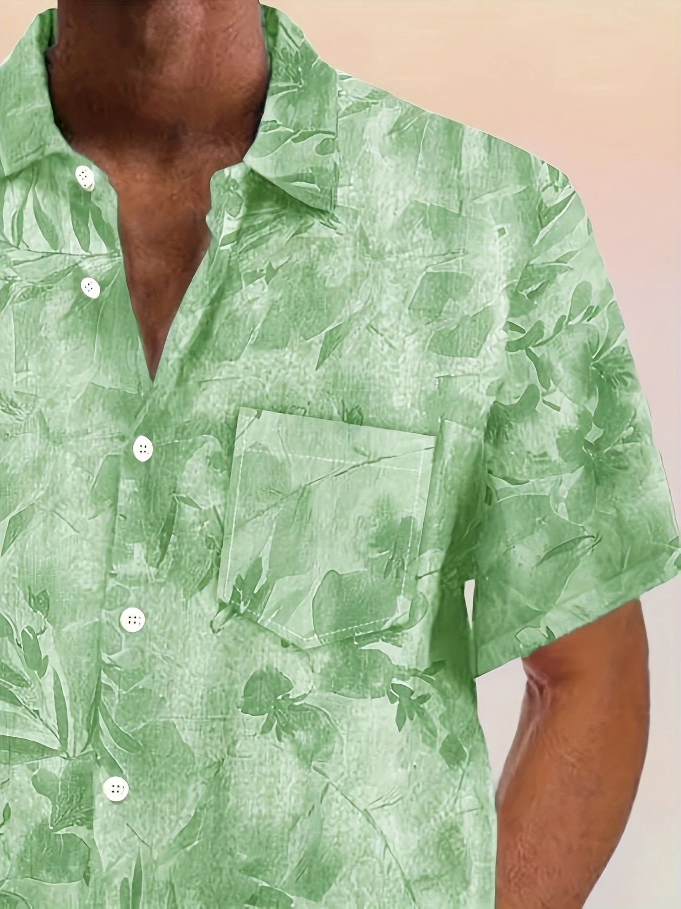 Herren Freizeit Kurzarmhemd mit Pflanzenmuster – Perfekt für Sommer und Urlaub - Image 7