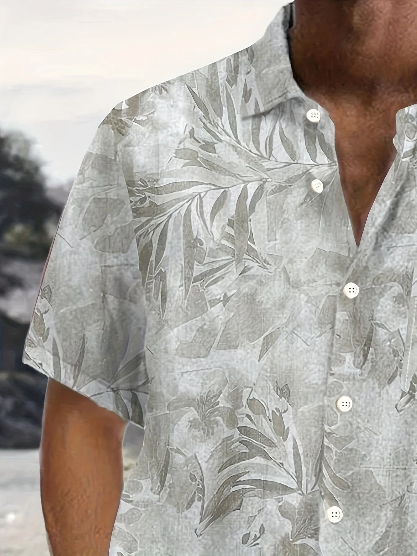 Herren Freizeit Kurzarmhemd mit Pflanzenmuster – Perfekt für Sommer und Urlaub - Image 8