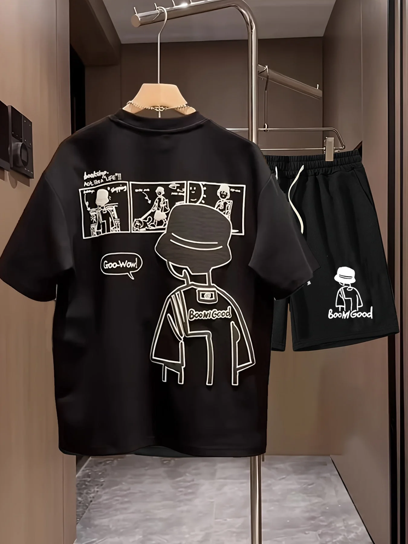 Herren Freizeit Set mit Print – T-Shirt & Shorts, Streetwear Style, Sommer Outfit - Image 3