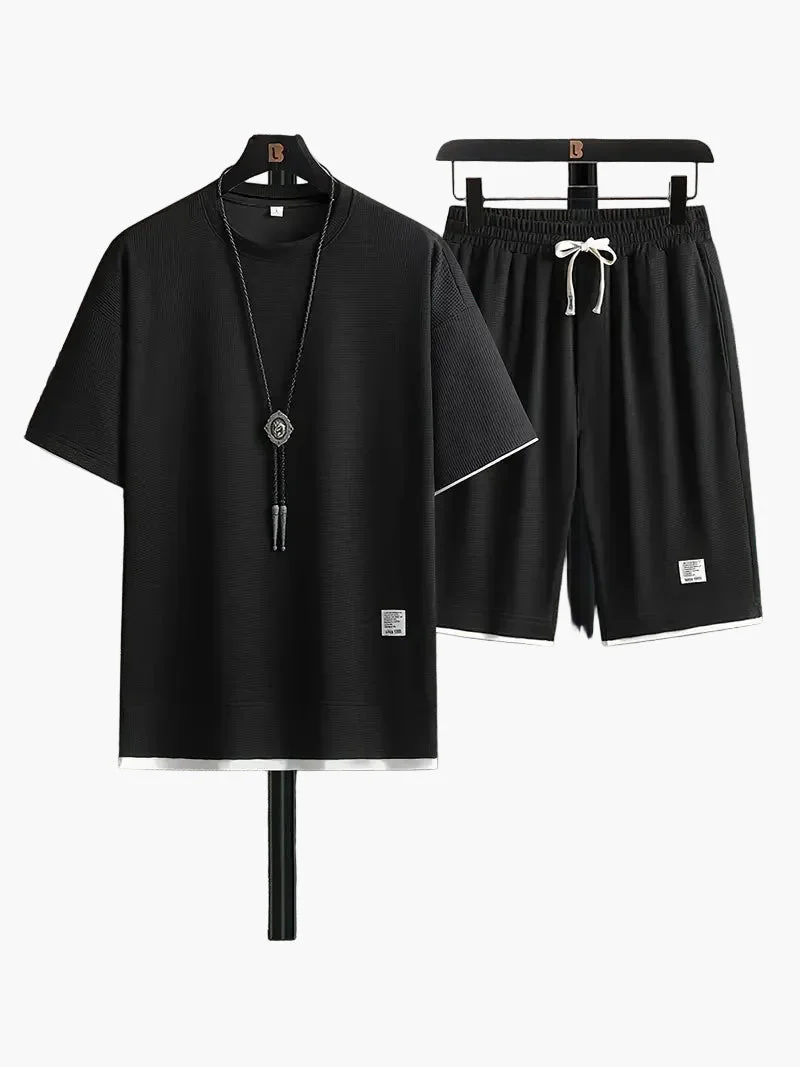 Herren Freizeit Set Zweiteiler T-Shirt & Shorts Modern Locker Lounge Sport Outfit - Image 8
