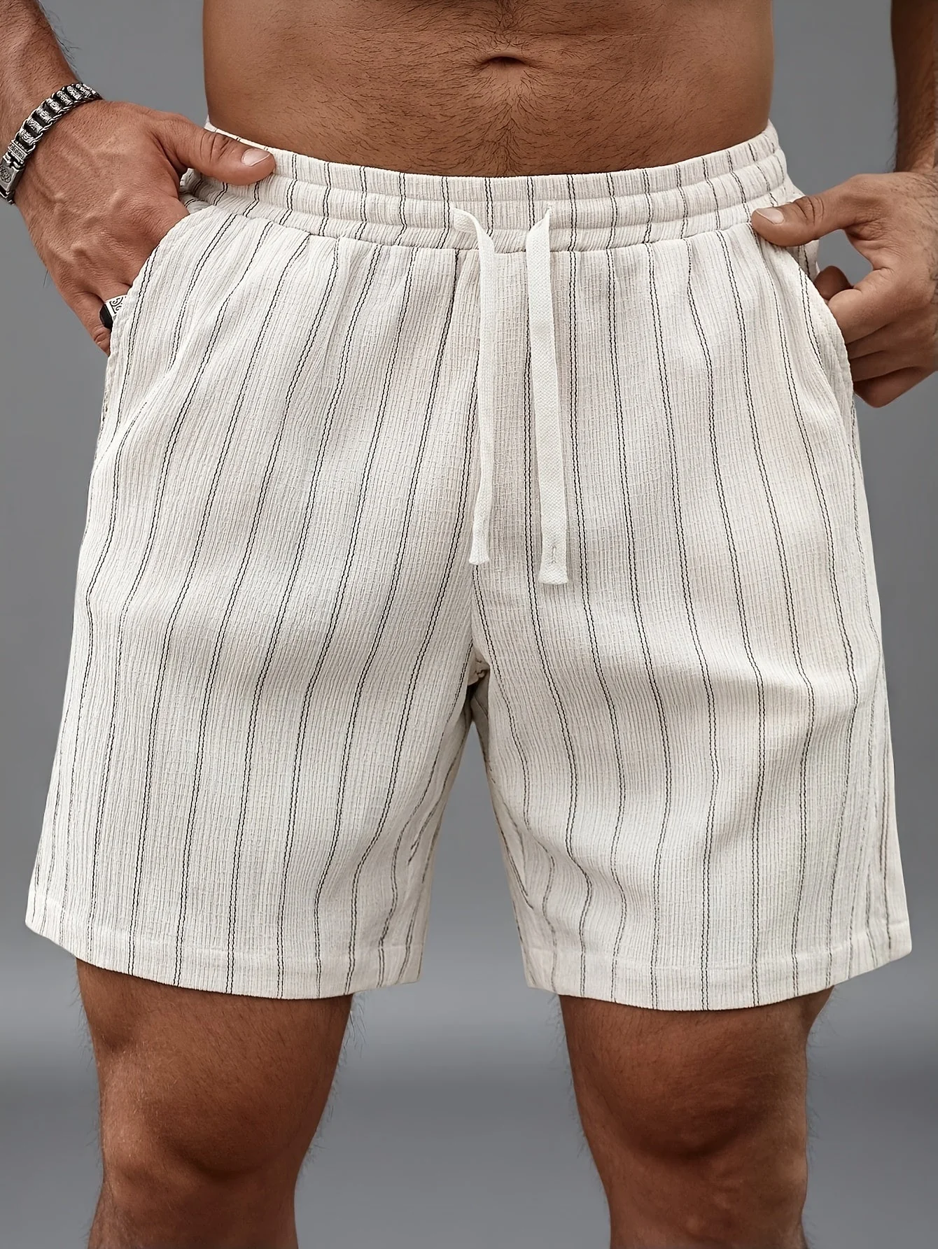 Herren Freizeit-Shorts mit Streifenmuster und Kordelzug – Perfekt für Sommer & Sport - Image 10