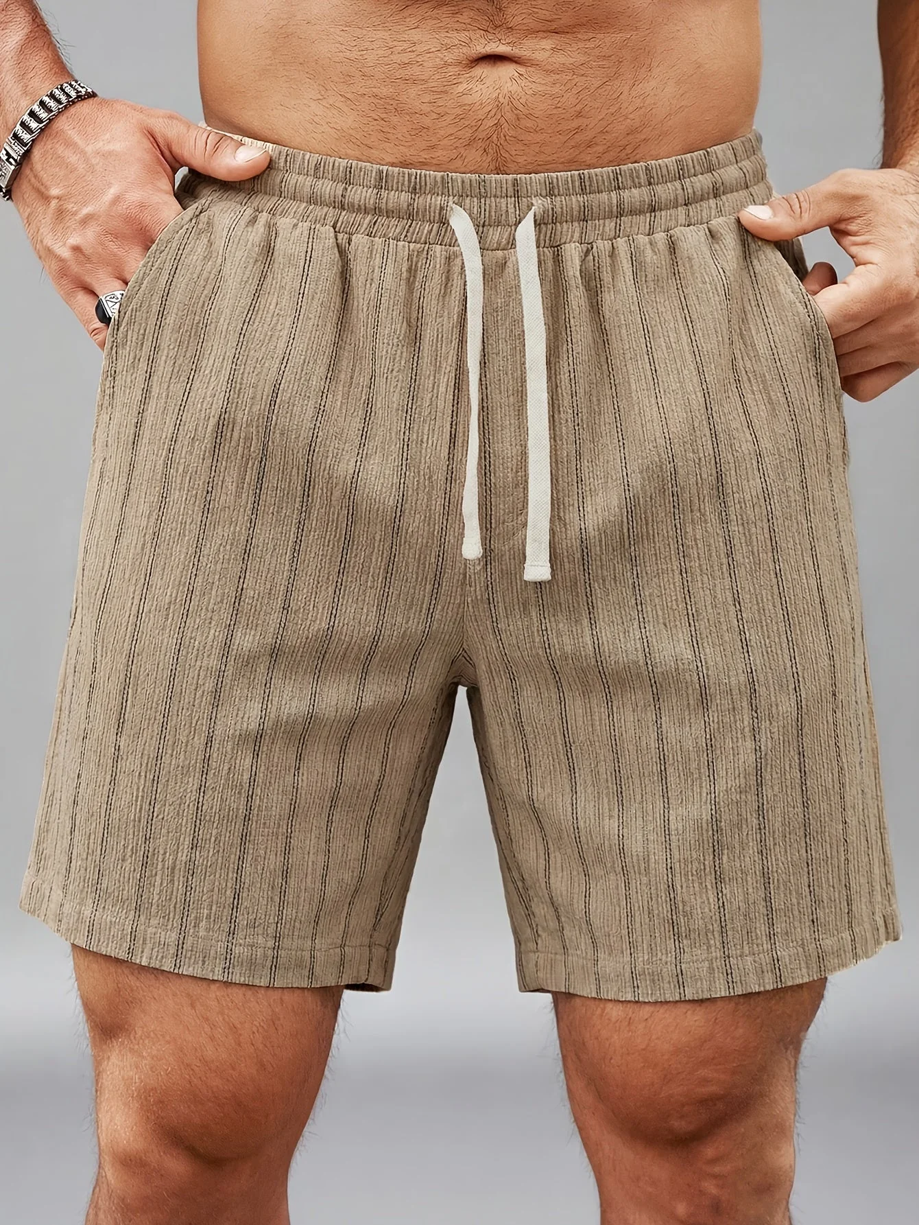 Herren Freizeit-Shorts mit Streifenmuster und Kordelzug – Perfekt für Sommer & Sport - Image 11