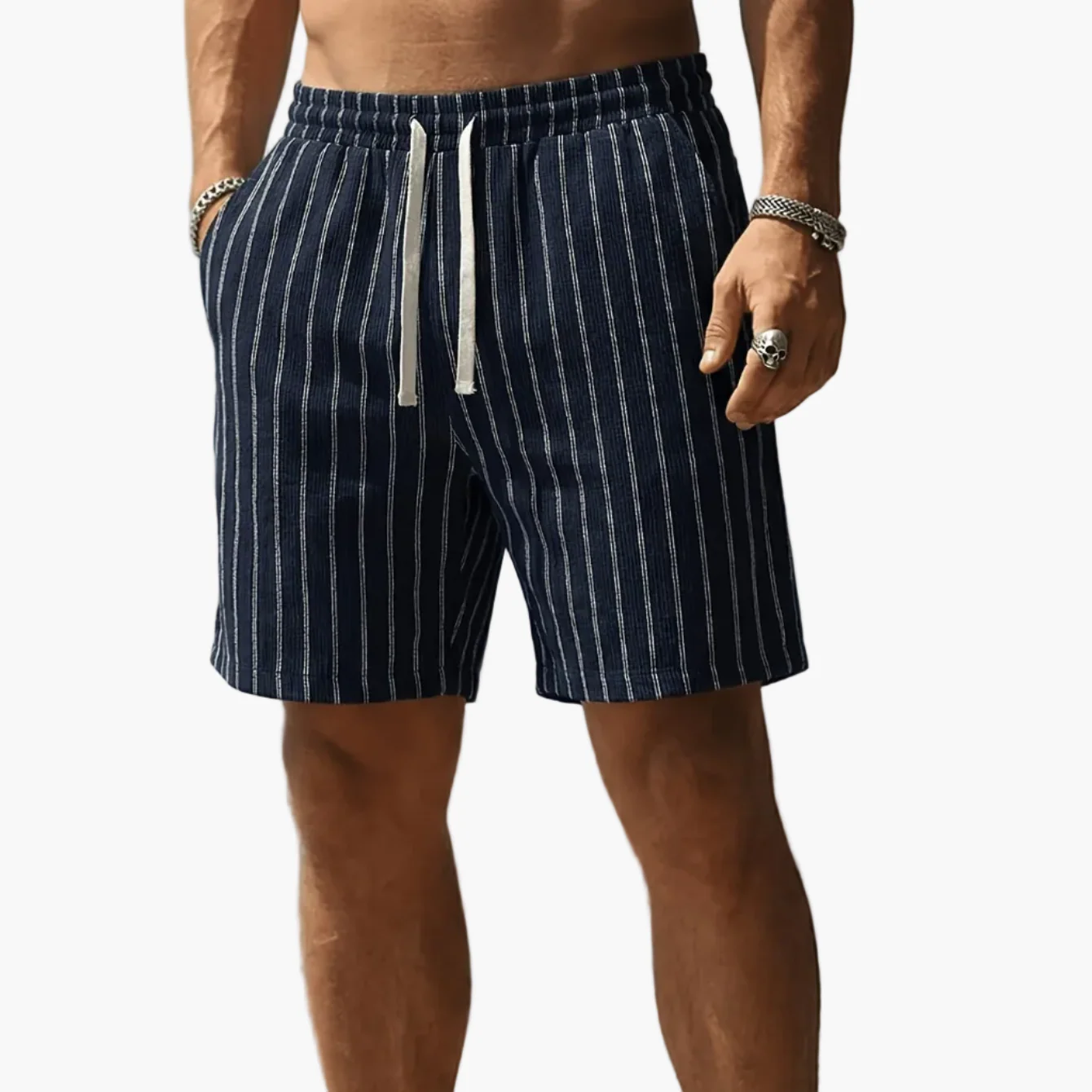 Herren Freizeit-Shorts mit Streifenmuster und Kordelzug – Perfekt für Sommer & Sport - Image 16