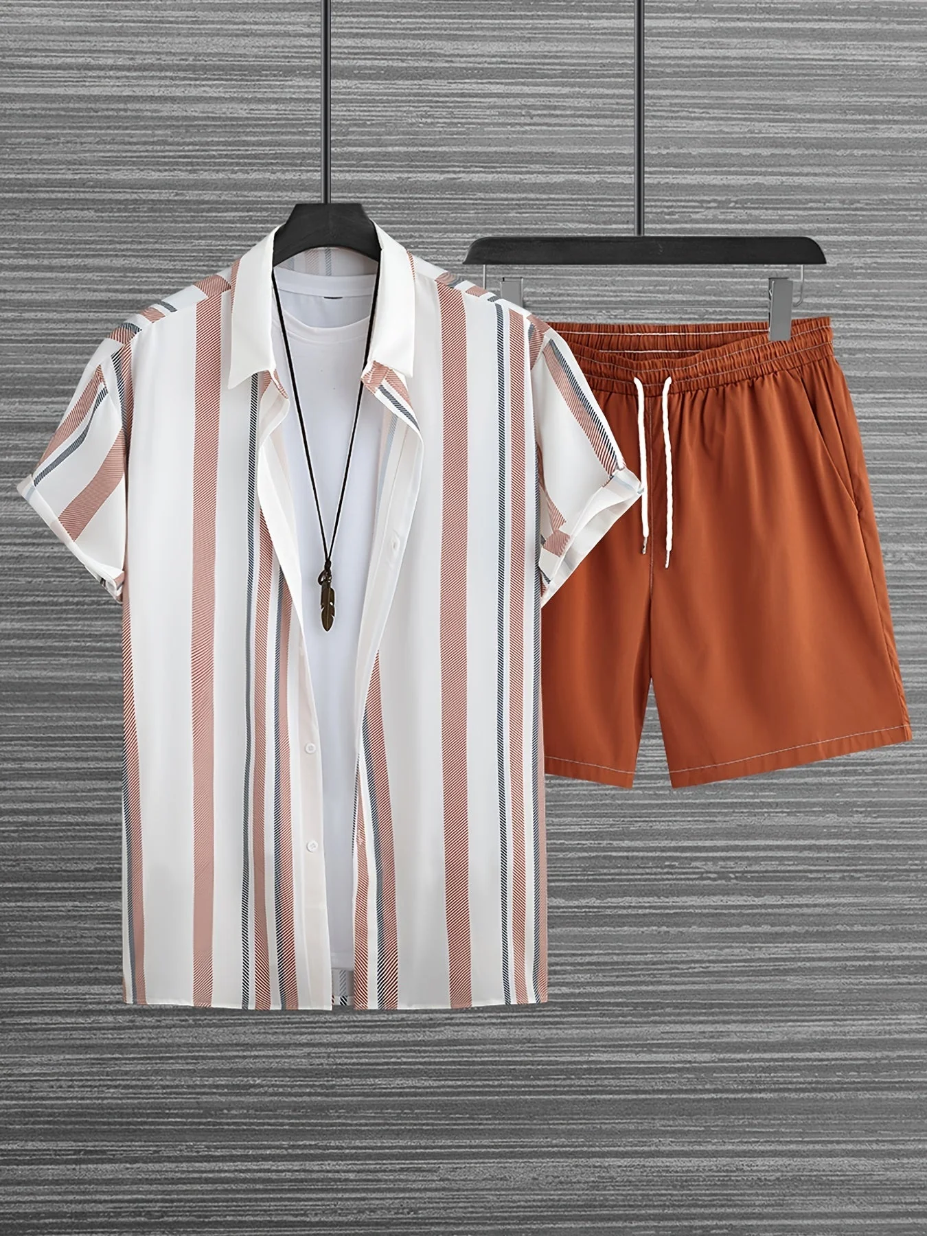 Herren Freizeit Sommer Set – Gestreiftes Kurzarmhemd mit Shorts, Modernes Outfit für Alltag & Urlaub