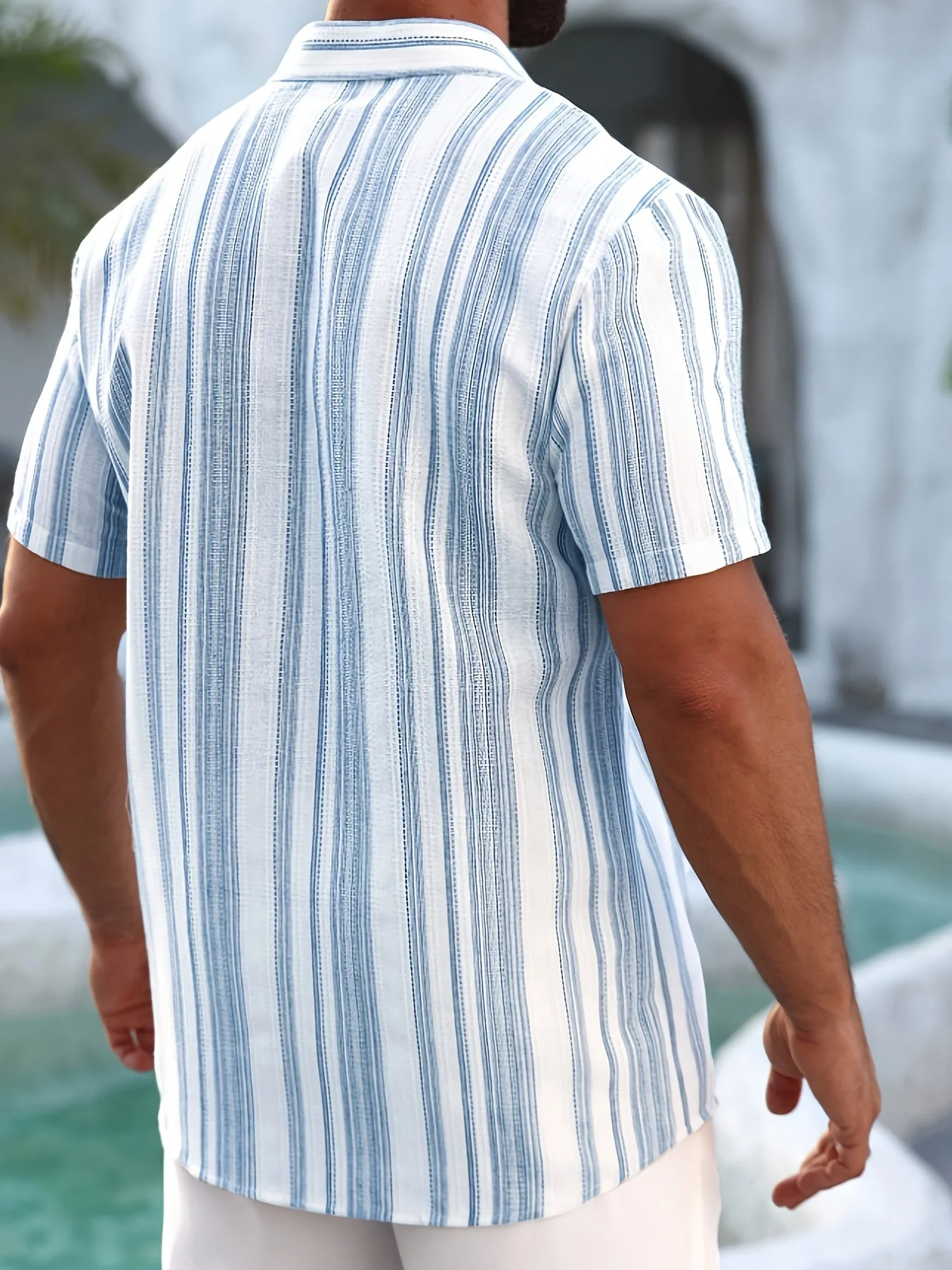 Herren Freizeit Sommerhemd mit Streifenmuster – Kurzarm, Regular Fit, Ideal für Urlaub & Alltag - Image 10