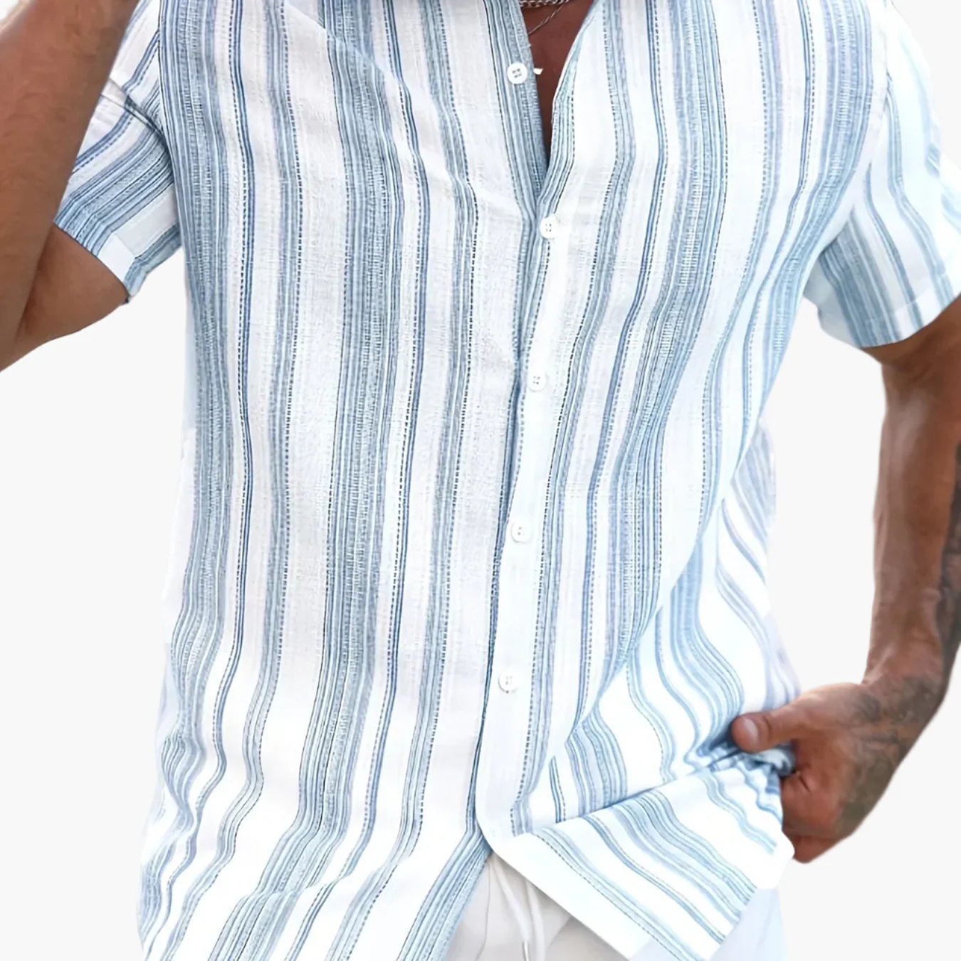 Herren Freizeit Sommerhemd mit Streifenmuster – Kurzarm, Regular Fit, Ideal für Urlaub & Alltag - Image 14