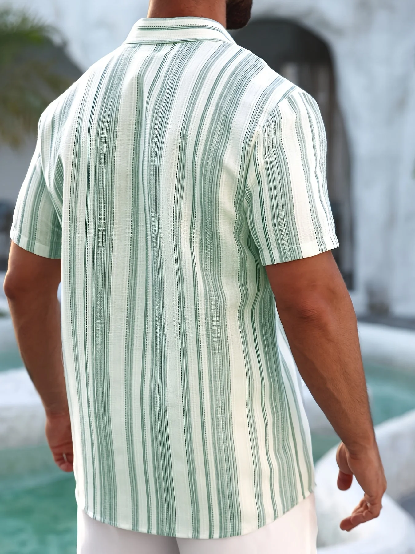 Herren Freizeit Sommerhemd mit Streifenmuster – Kurzarm, Regular Fit, Ideal für Urlaub & Alltag - Image 8