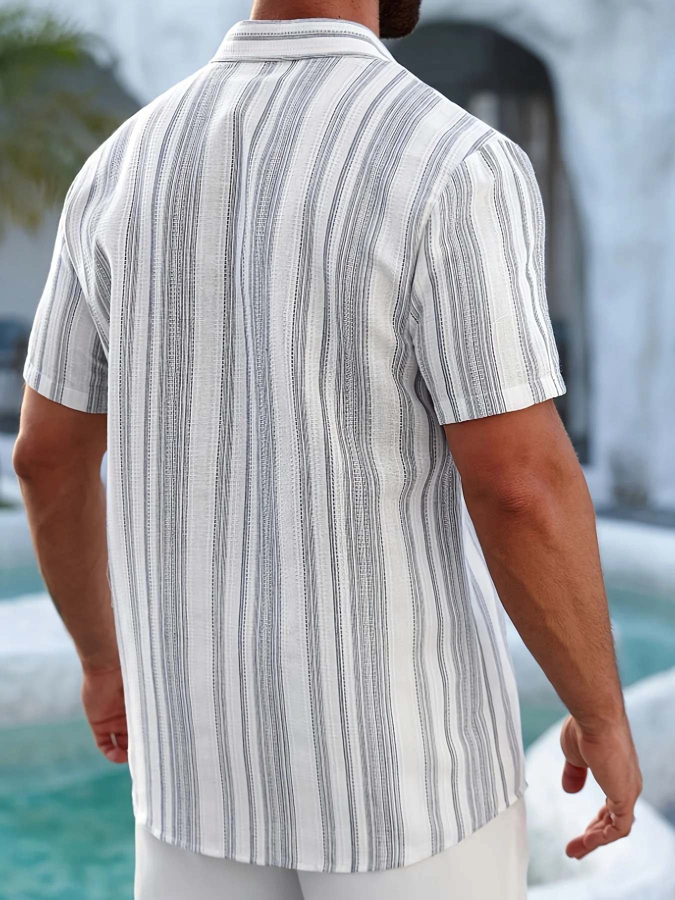 Herren Freizeit Sommerhemd mit Streifenmuster – Kurzarm, Regular Fit, Ideal für Urlaub & Alltag - Image 9