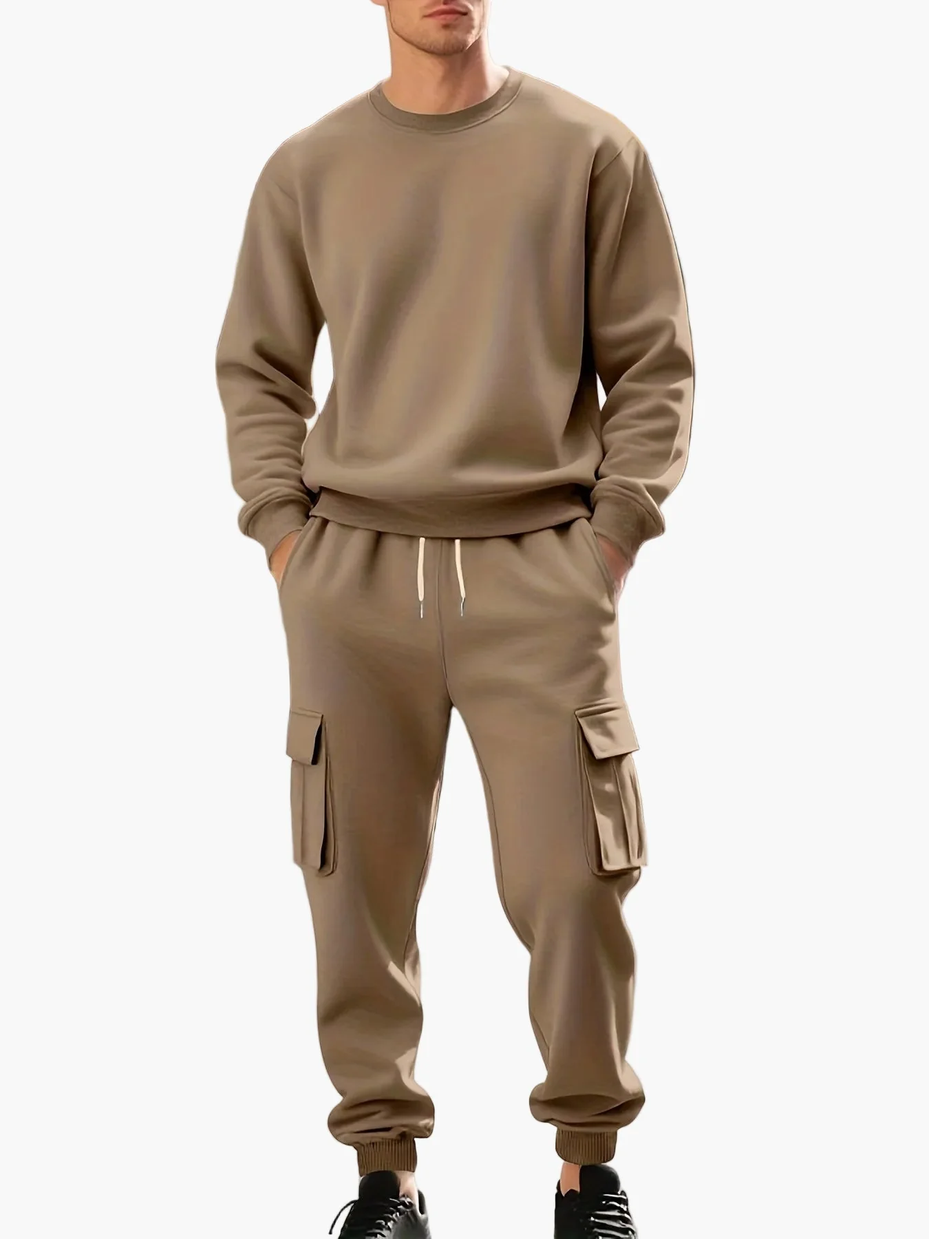 Herren Freizeit-Sportanzug Set mit Sweatshirt und Cargo-Jogginghose – Urbaner Zweiteiler für Alltag und Sport - Image 3