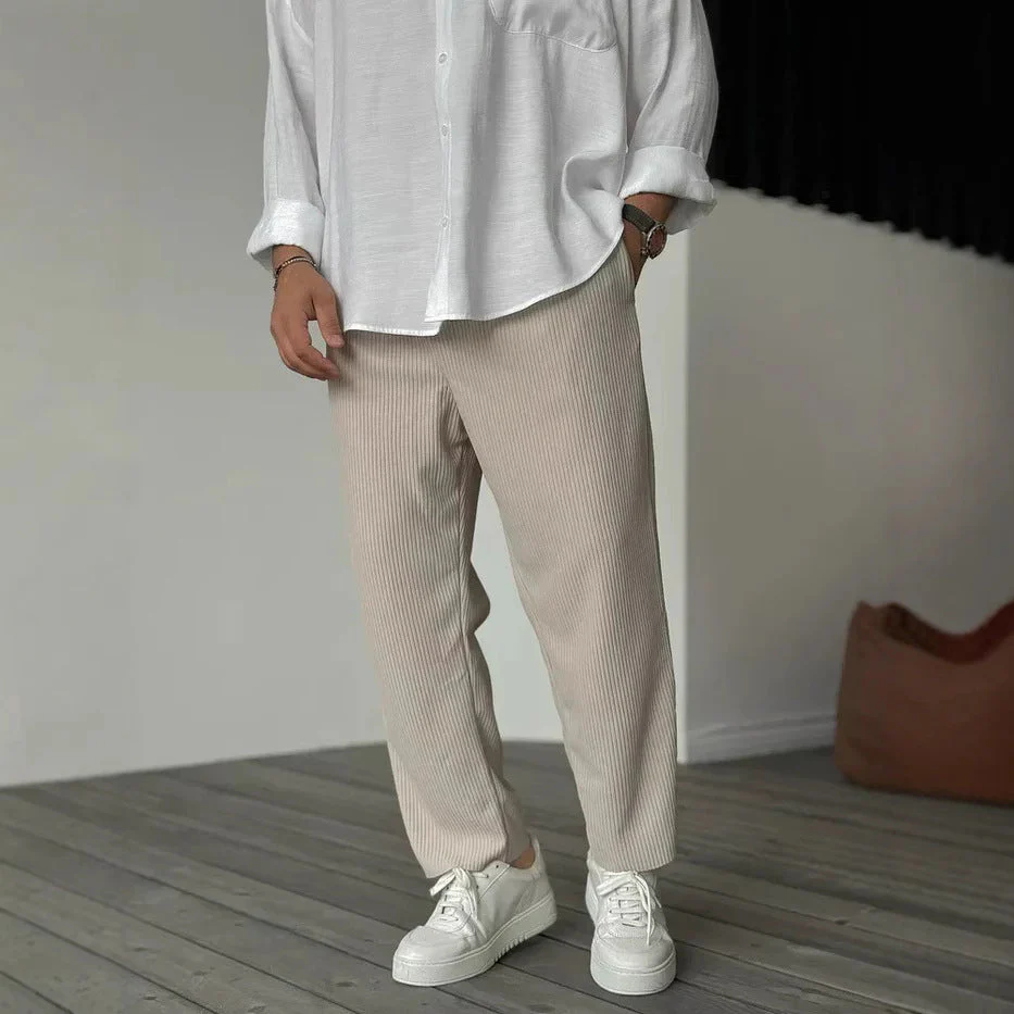 Herren Freizeit Streifen Cropped Hose – Moderner Hong Kong Style für Sommer & Alltag - Image 4