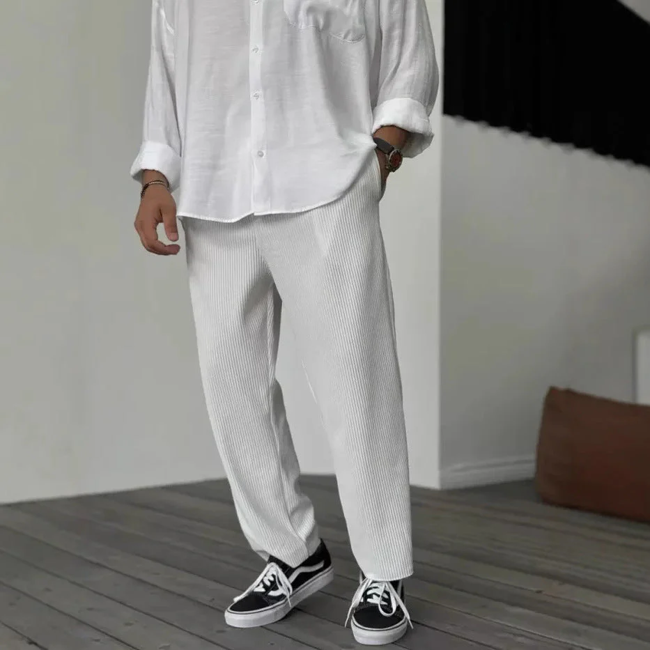 Herren Freizeit Streifen Cropped Hose – Moderner Hong Kong Style für Sommer & Alltag - Image 5