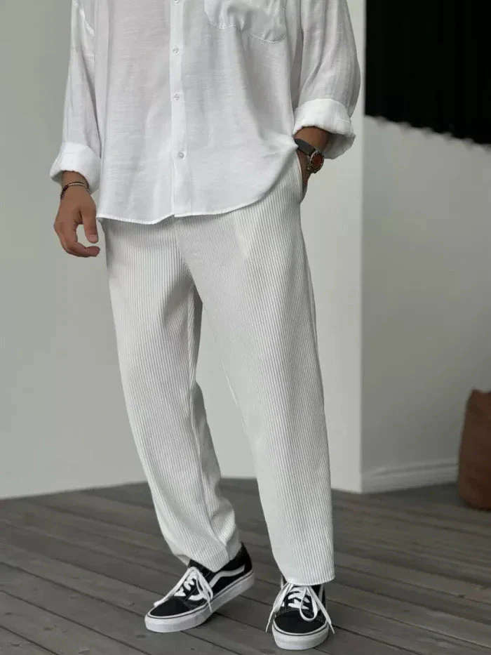 Herren Freizeit Streifen Cropped Hose – Moderner Hong Kong Style für Sommer & Alltag - Image 6