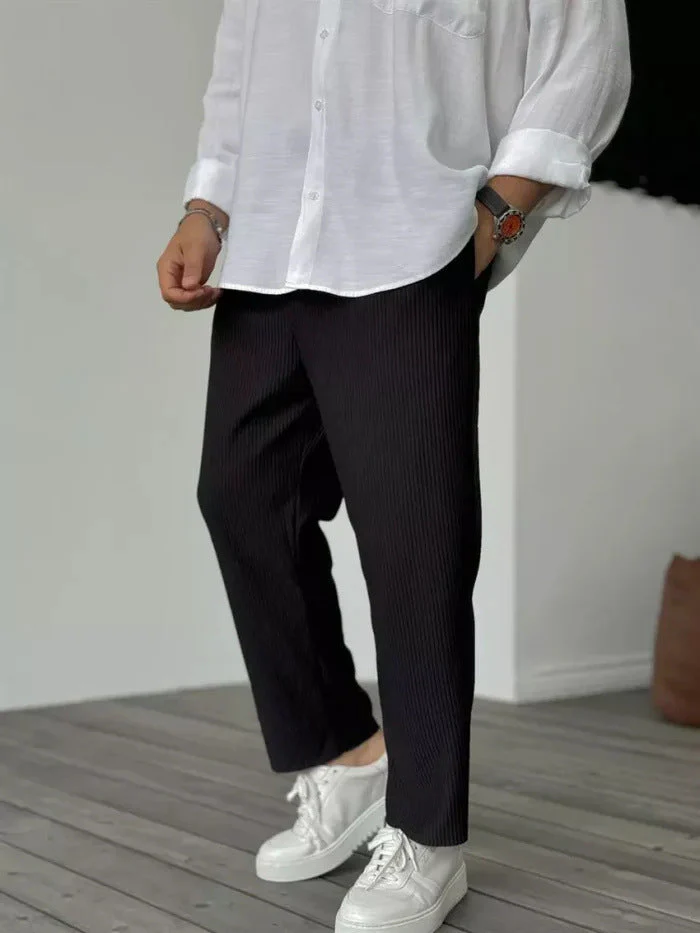 Herren Freizeit Streifen Cropped Hose – Moderner Hong Kong Style für Sommer & Alltag - Image 8