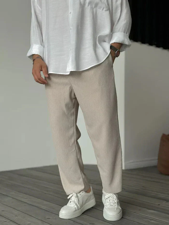 Herren Freizeit Streifen Cropped Hose – Moderner Hong Kong Style für Sommer & Alltag - Image 9