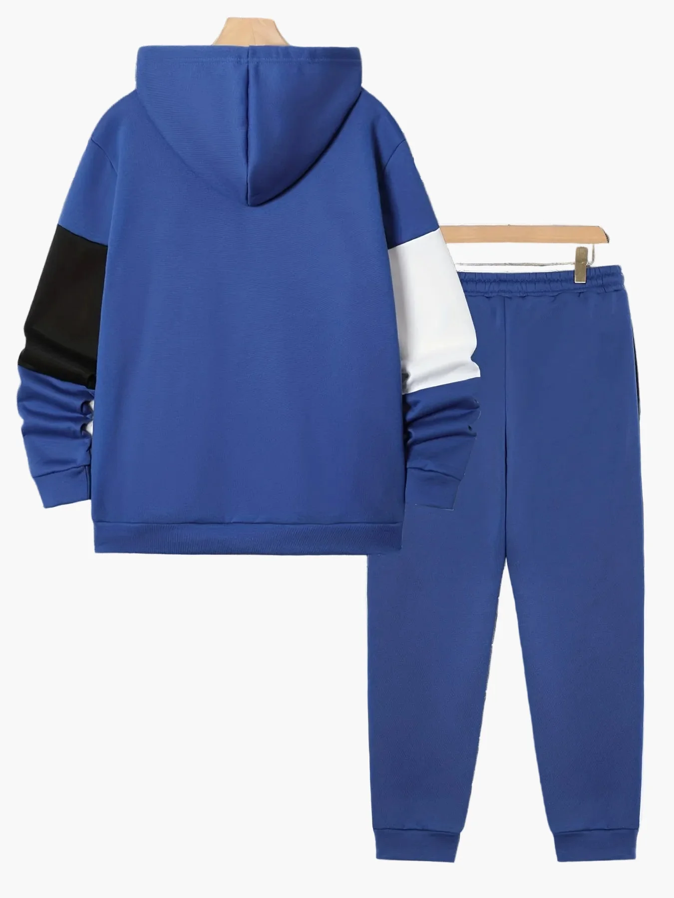 Herren Freizeit Trainingsanzug mit Kapuze – Sportlicher Patchwork-Look für Alltag und Fitness - Image 8